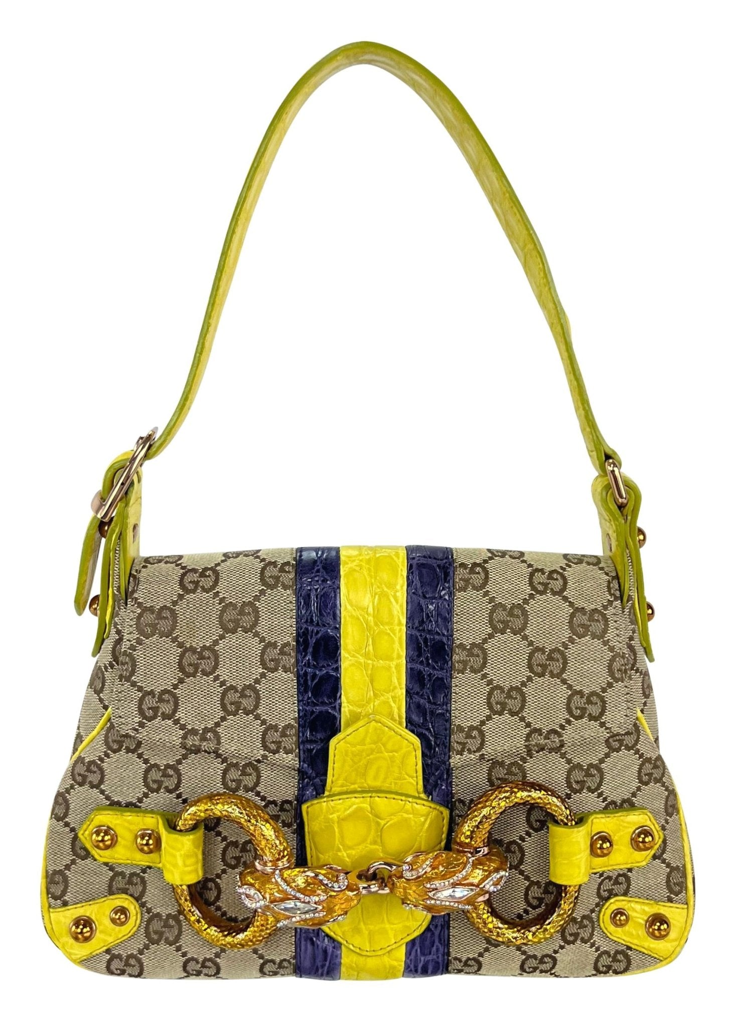 S/S 2004 Gucci by Tom Ford Yellow Alligator Serpent Horsebit Small Shoulder Bag - RealList