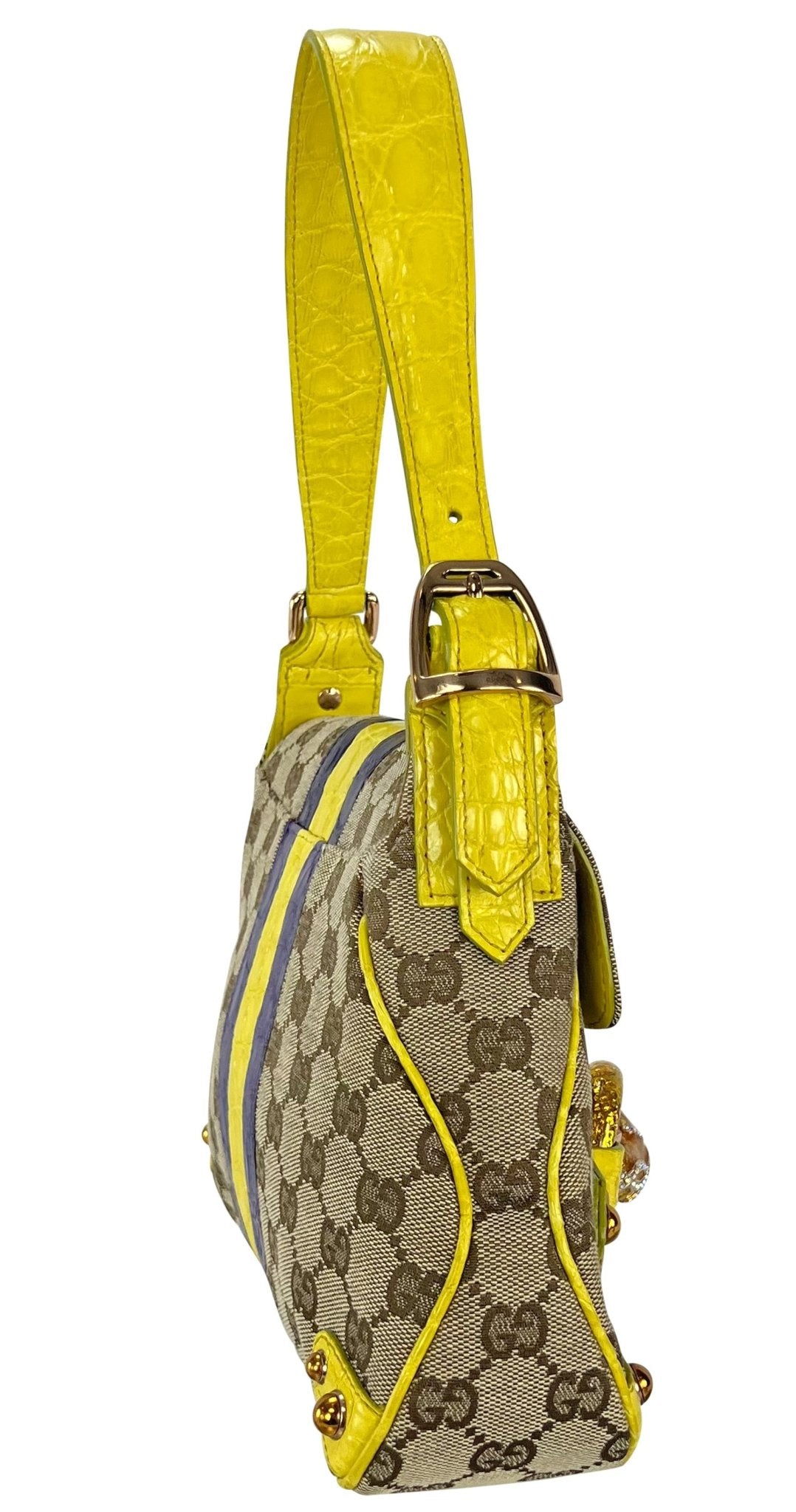 S/S 2004 Gucci by Tom Ford Yellow Alligator Serpent Horsebit Small Shoulder Bag - RealList