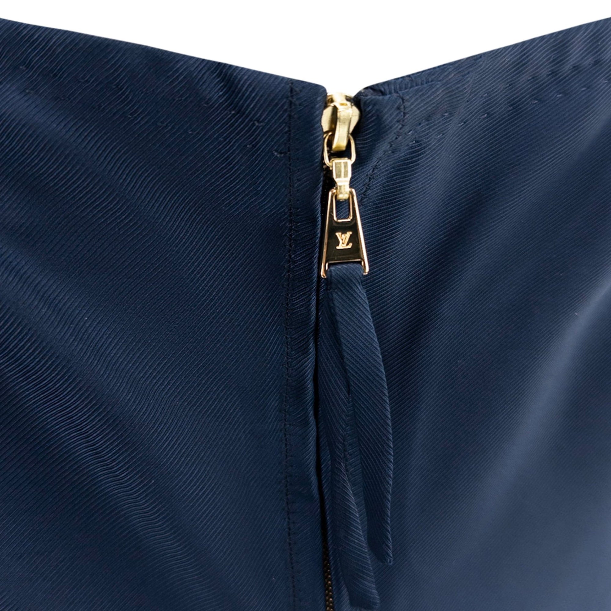 S/S 2004 Louis Vuitton by Marc Jacobs Runway Dark Blue Satin Velvet Tie Blouse - RealList