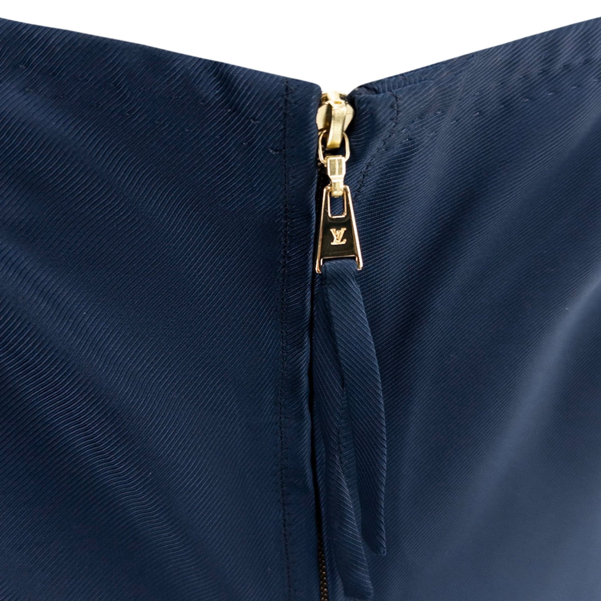 S/S 2004 Louis Vuitton by Marc Jacobs Runway Dark Blue Satin Velvet Tie Blouse - RealList