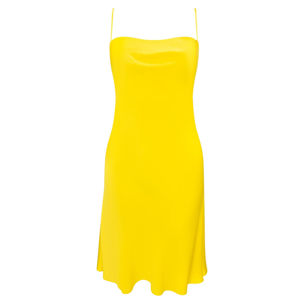 S/S 2004 Ralph Lauren Canary Yellow Silk Satin Flared Mini Dress - RealList