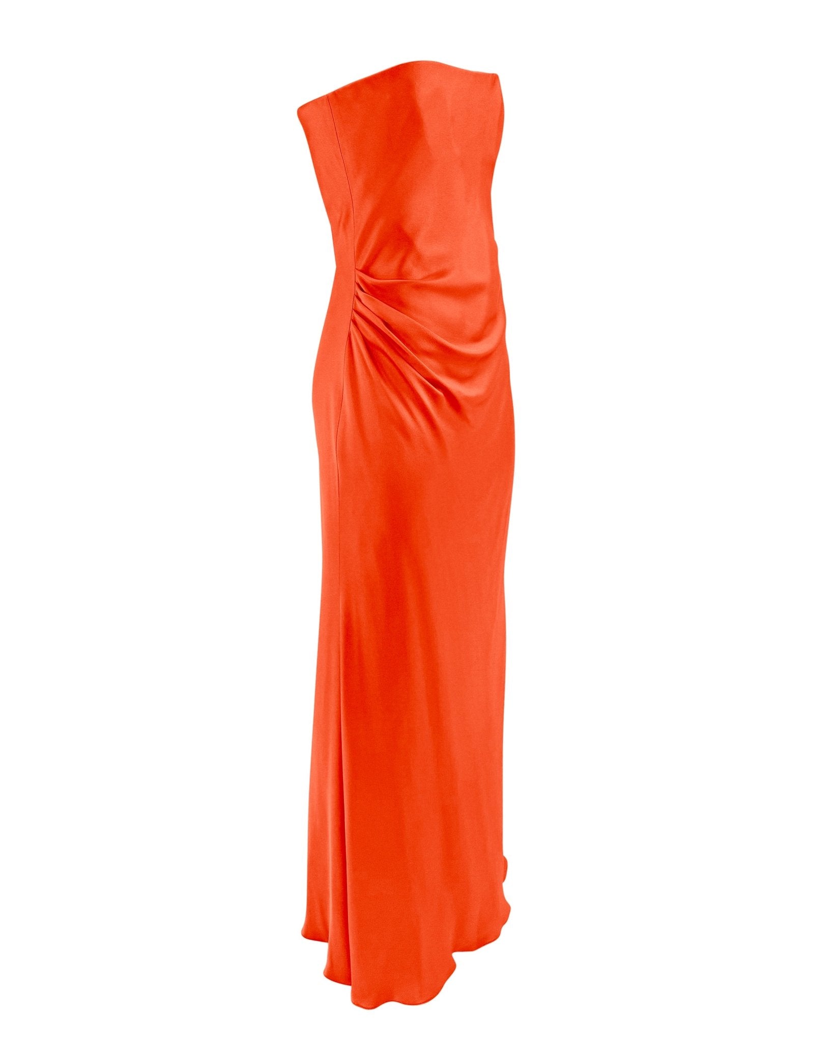 S/S 2004 Ralph Lauren Runway Finale Orange Silk Satin Strapless Gown - RealList