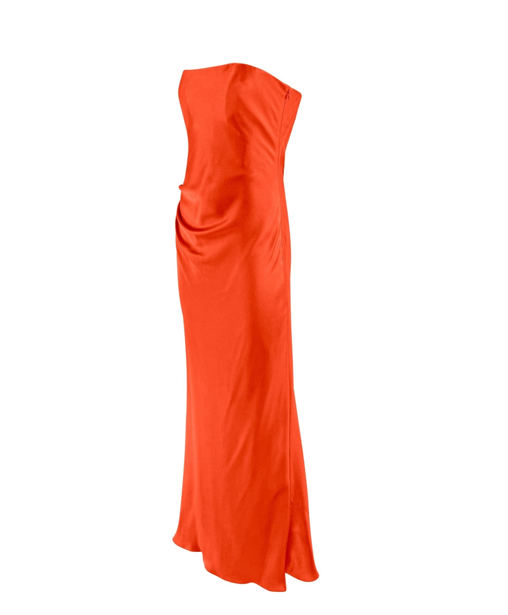 S/S 2004 Ralph Lauren Runway Finale Orange Silk Satin Strapless Gown - RealList