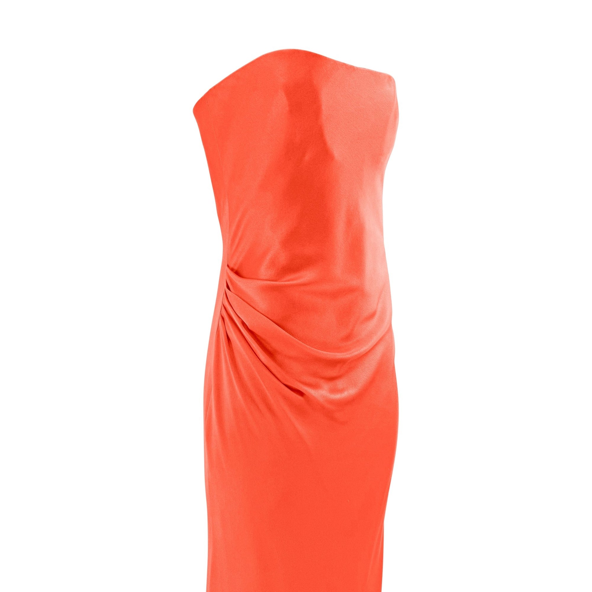 S/S 2004 Ralph Lauren Runway Finale Orange Silk Satin Strapless Gown - RealList