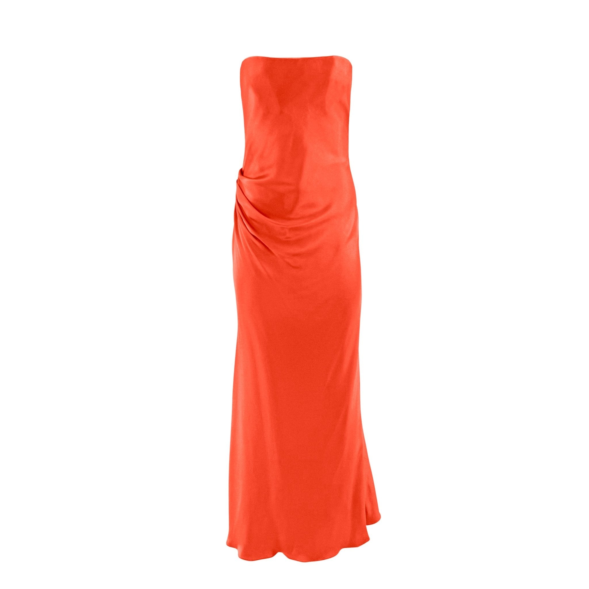 S/S 2004 Ralph Lauren Runway Finale Orange Silk Satin Strapless Gown - RealList