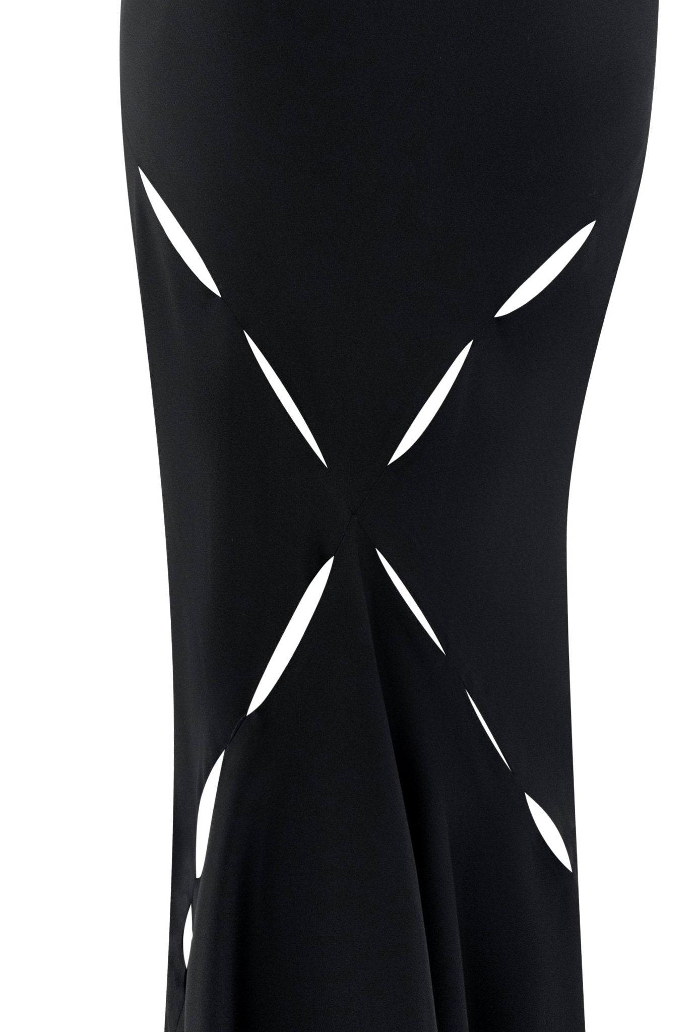S/S 2004 Roberto Cavalli Black Silk Satin Slash Cutout Flare Maxi Skirt - RealList