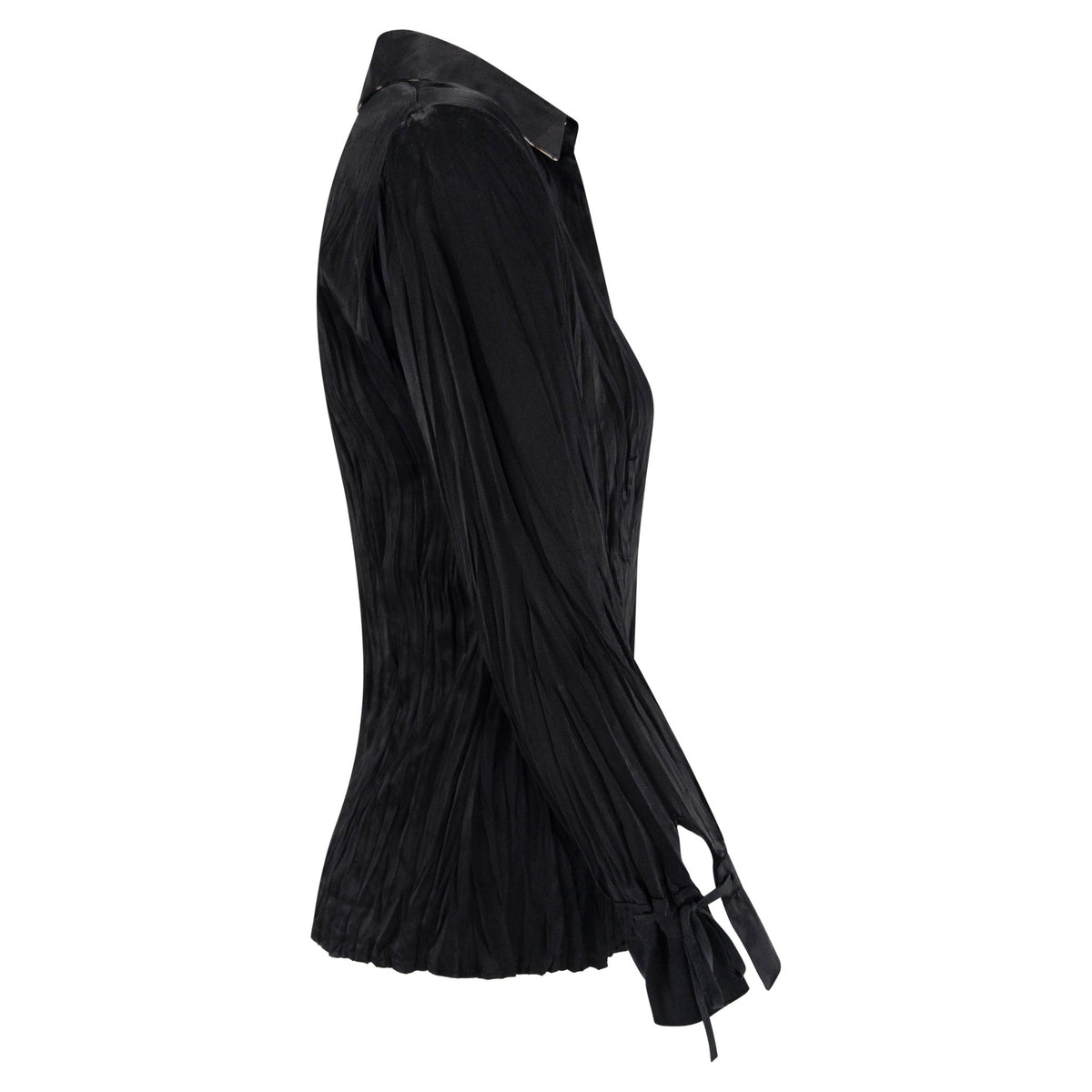 S/S 2004 Roberto Cavalli Black Wrinkled Silk Satin Button Up Blouse - RealList
