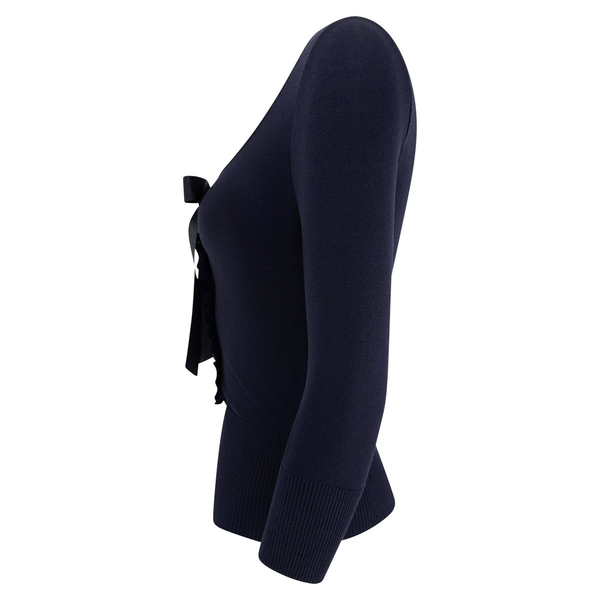 S/S 2004 Valentino Garavani Navy Blue Knit Ribbon Lace - Up Top - RealList
