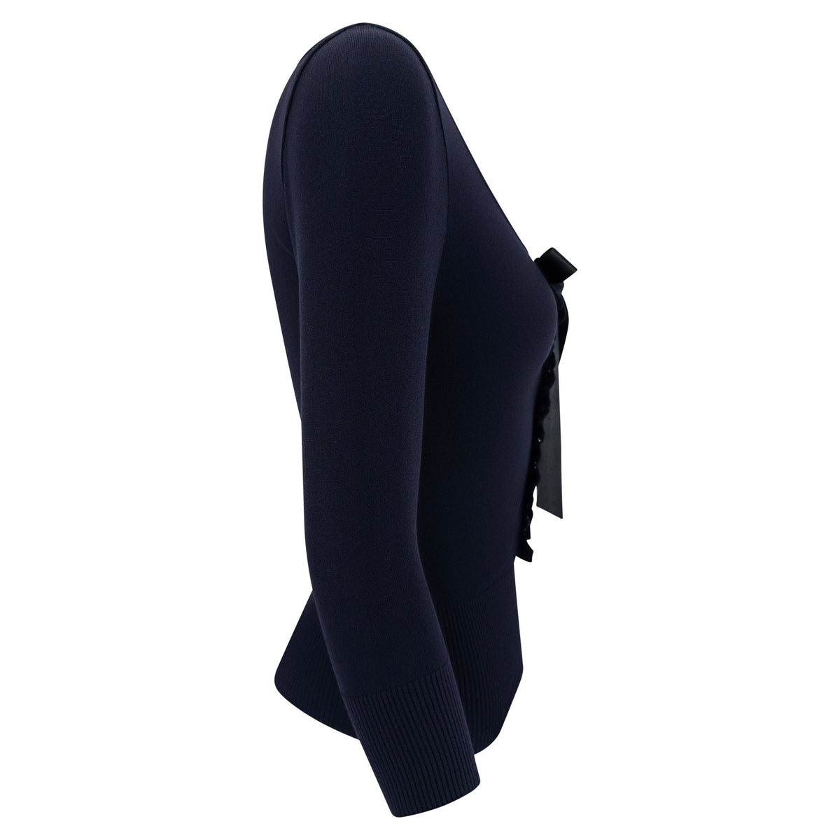 S/S 2004 Valentino Garavani Navy Blue Knit Ribbon Lace - Up Top - RealList