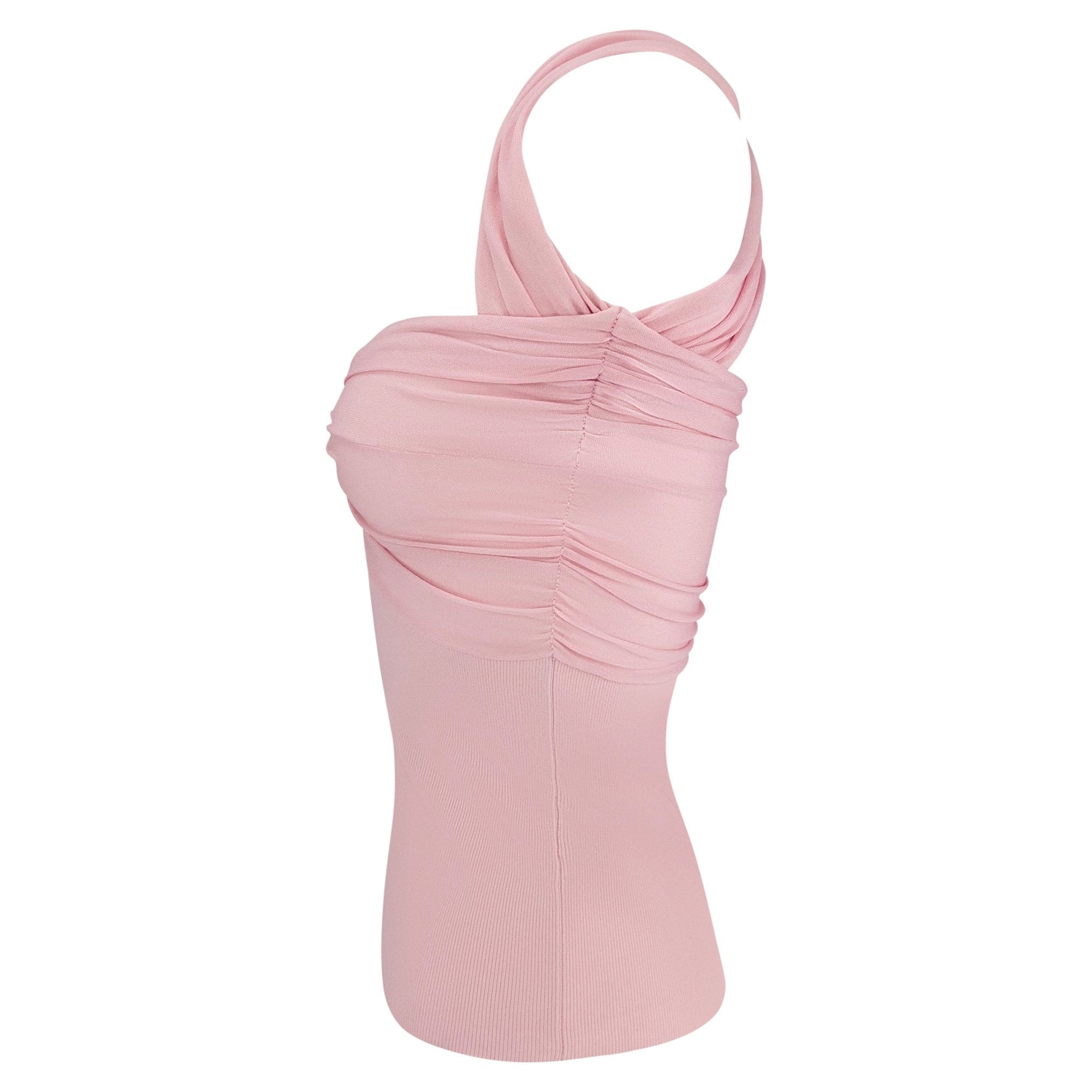 S/S 2004 Valentino Garavani Pink Bodycon Knit Tank Shrug Sweater Set - RealList