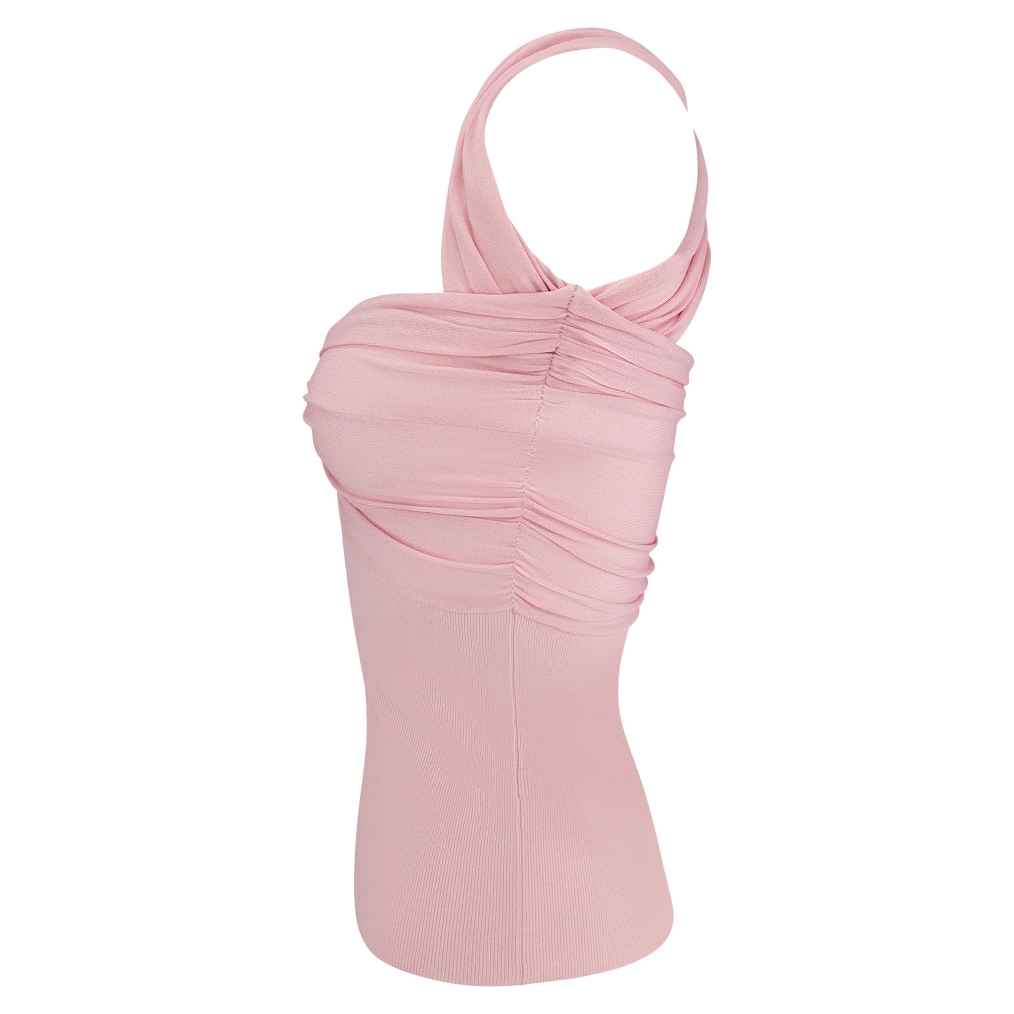 S/S 2004 Valentino Garavani Pink Bodycon Knit Tank Shrug Sweater Set - RealList