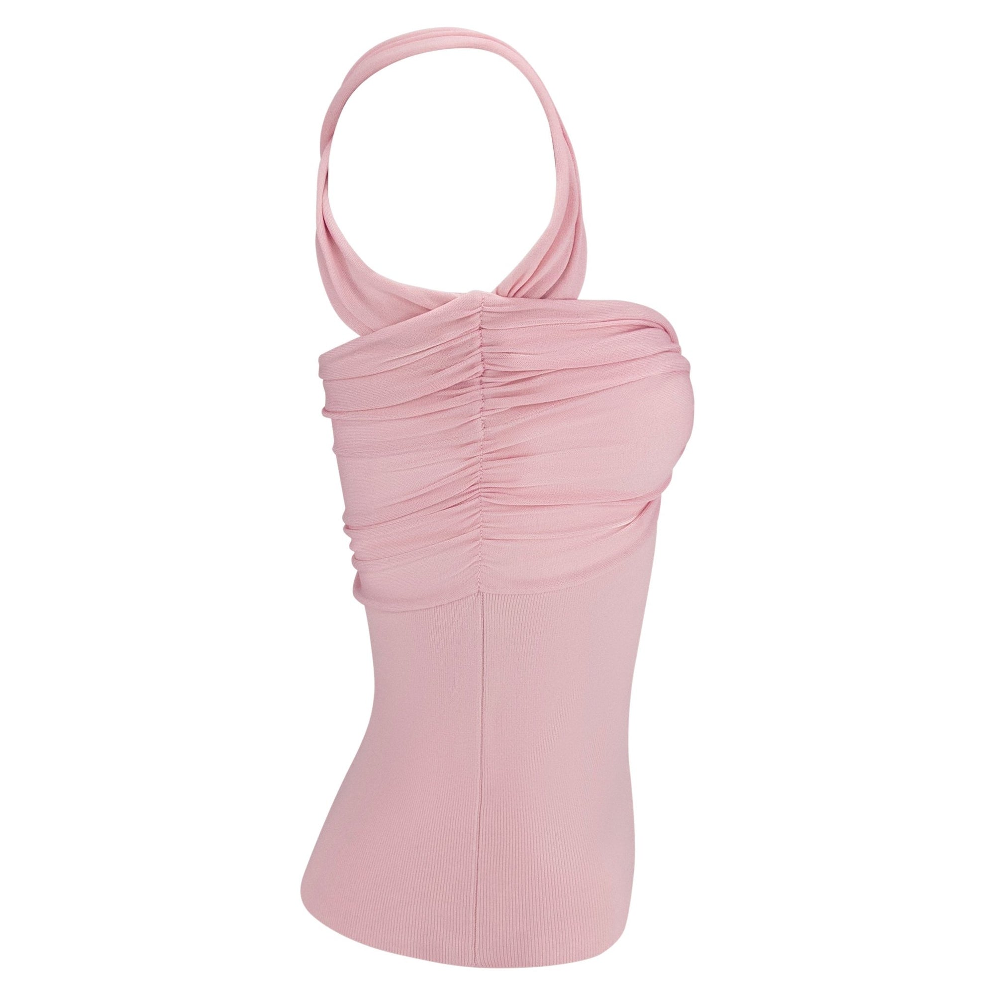 S/S 2004 Valentino Garavani Pink Bodycon Knit Tank Shrug Sweater Set - RealList