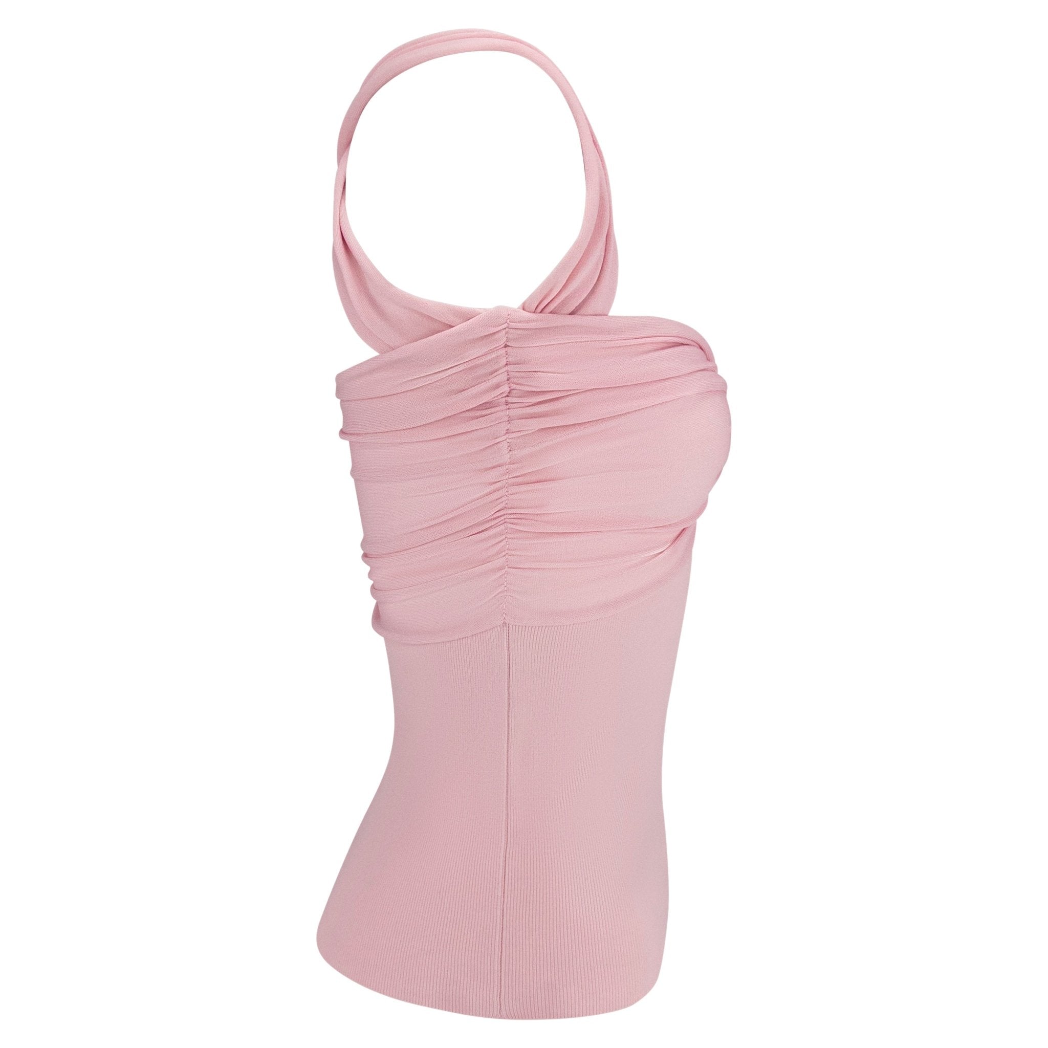 S/S 2004 Valentino Garavani Pink Bodycon Knit Tank Shrug Sweater Set - RealList