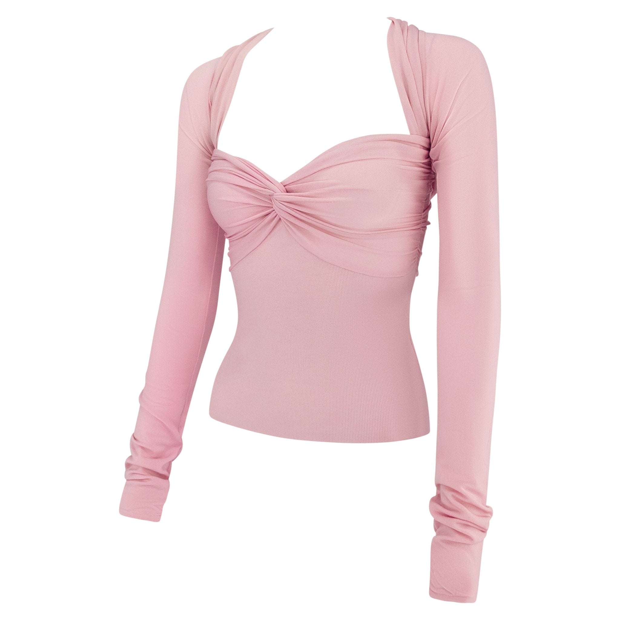 S/S 2004 Valentino Garavani Pink Bodycon Knit Tank Shrug Sweater Set - RealList