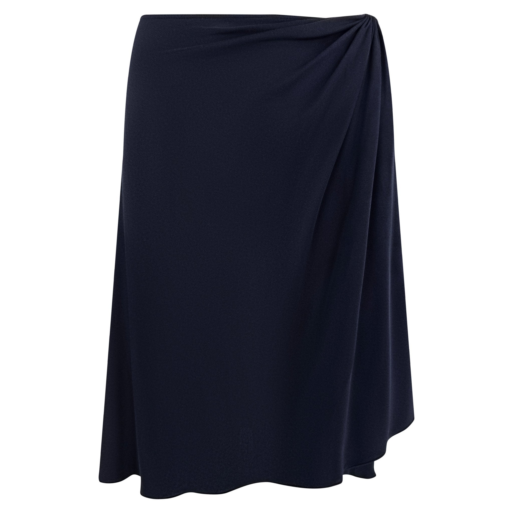S/S 2004 Valentino Garavani Runway Navy Silk Flared Asymmetric Skirt - RealList