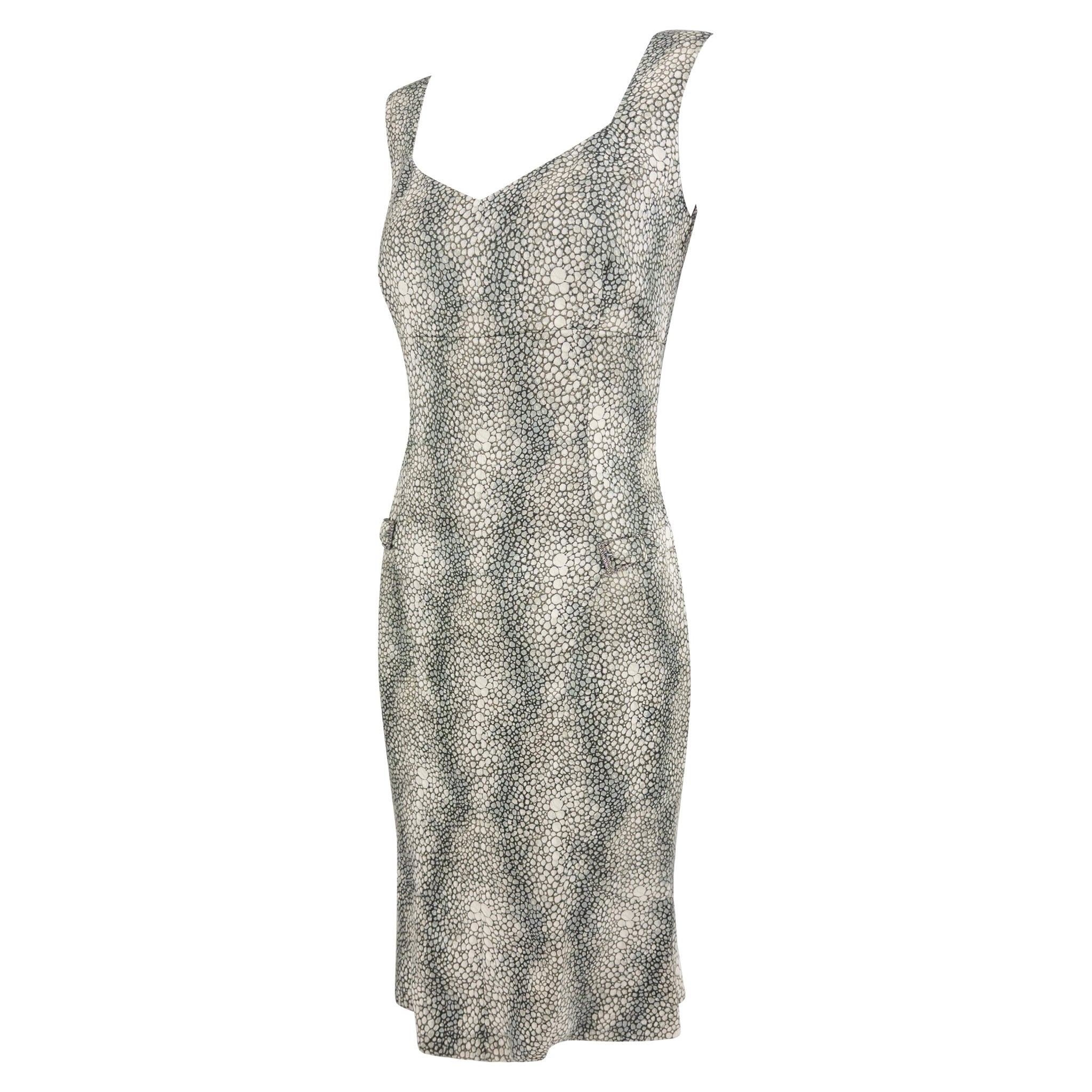 S/S 2004 Valentino Haute Couture Runway Shagreen Print Satin Jacket Dress Set - RealList
