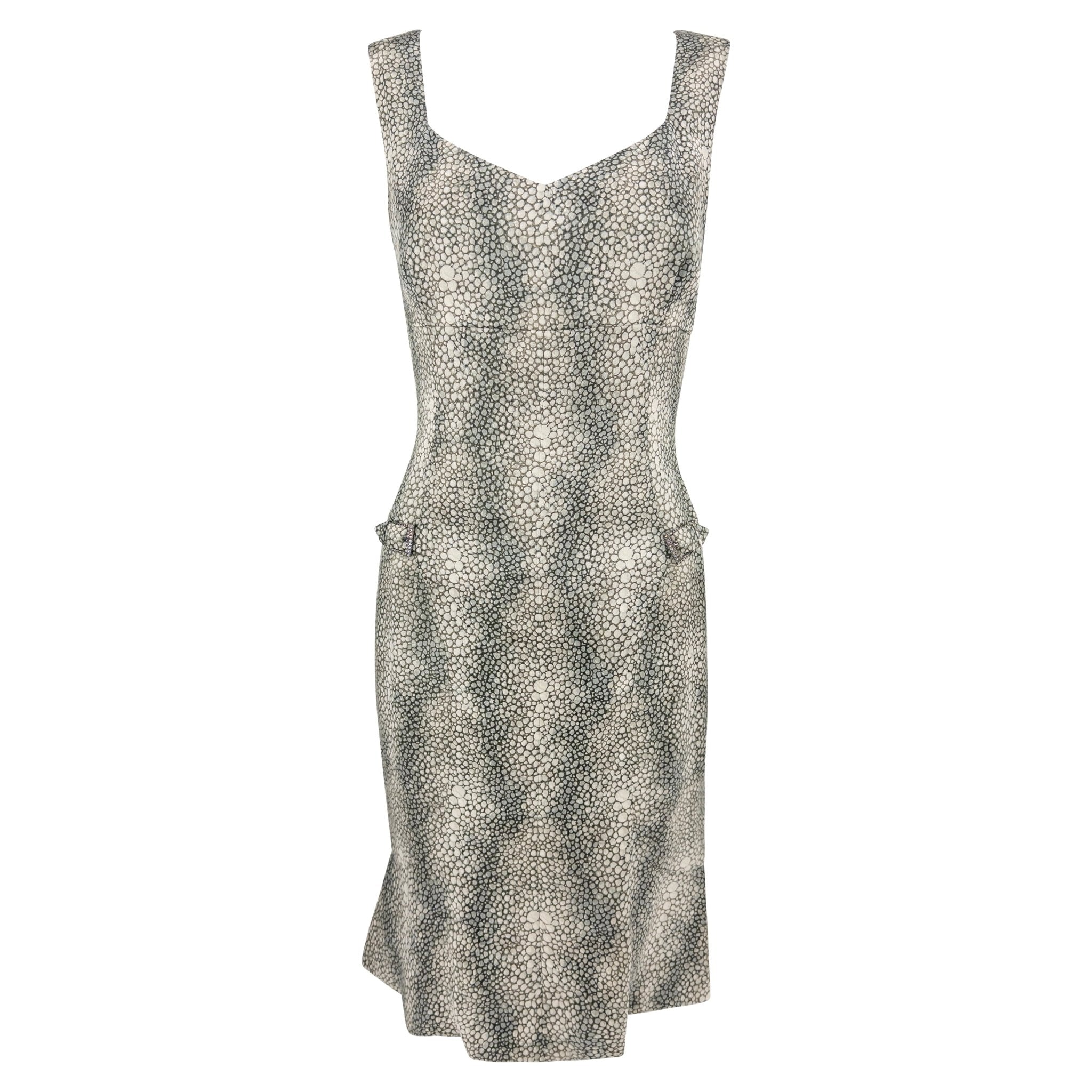S/S 2004 Valentino Haute Couture Runway Shagreen Print Satin Jacket Dress Set - RealList