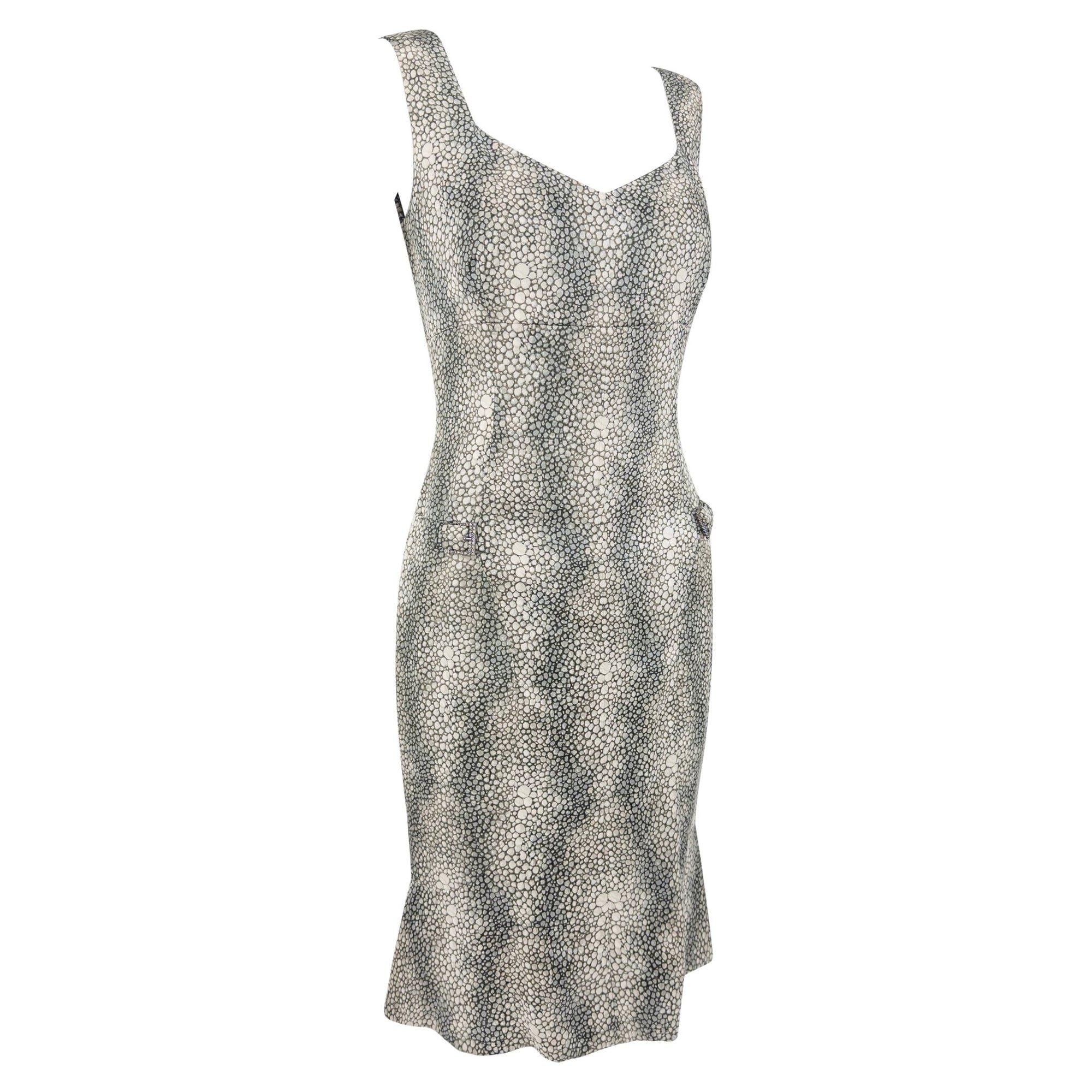 S/S 2004 Valentino Haute Couture Runway Shagreen Print Satin Jacket Dress Set - RealList