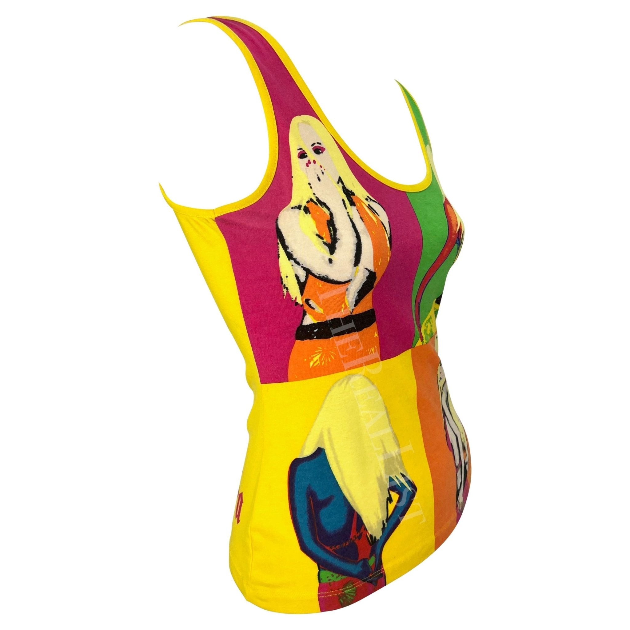 S/S 2004 Versace by Donatella Runway Neon Pop - Art Warhol Stretch Tank Top - RealList