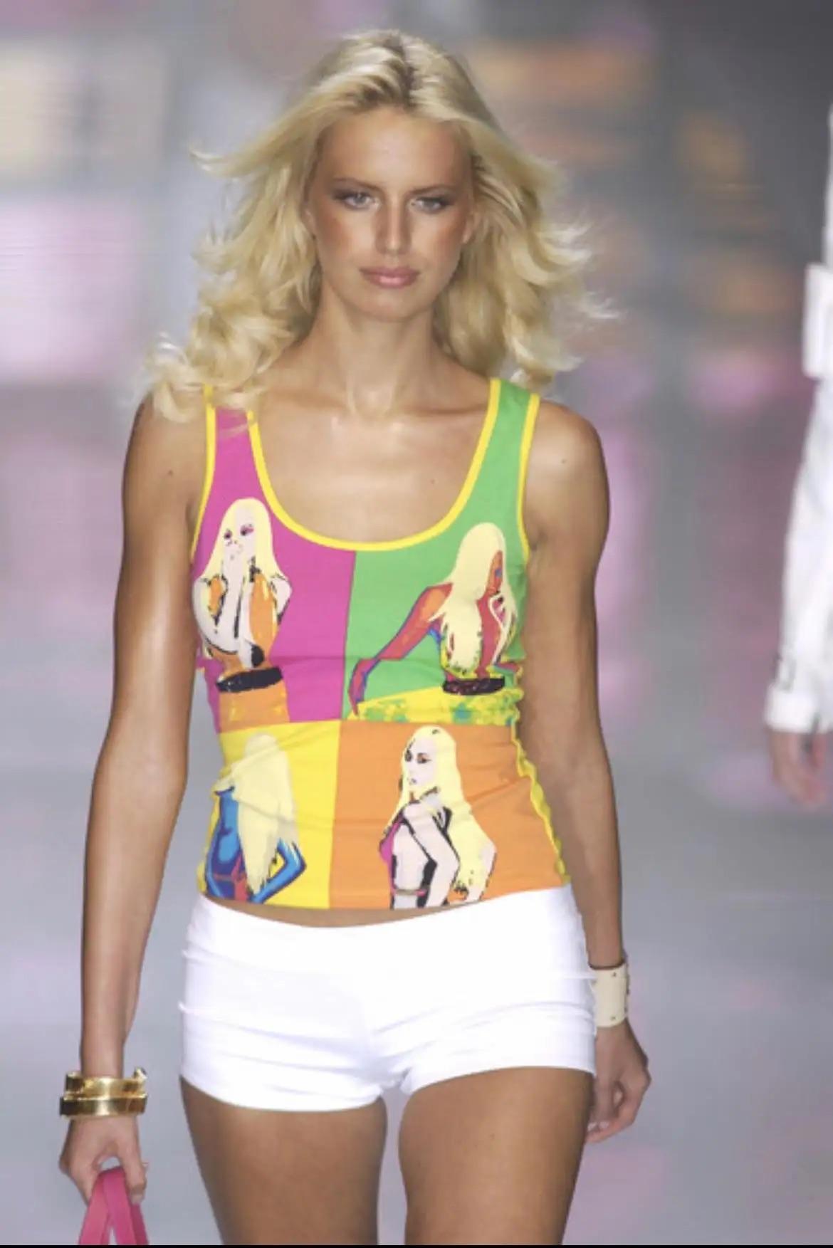 S/S 2004 Versace by Donatella Runway Neon Pop - Art Warhol Stretch Tank Top - RealList