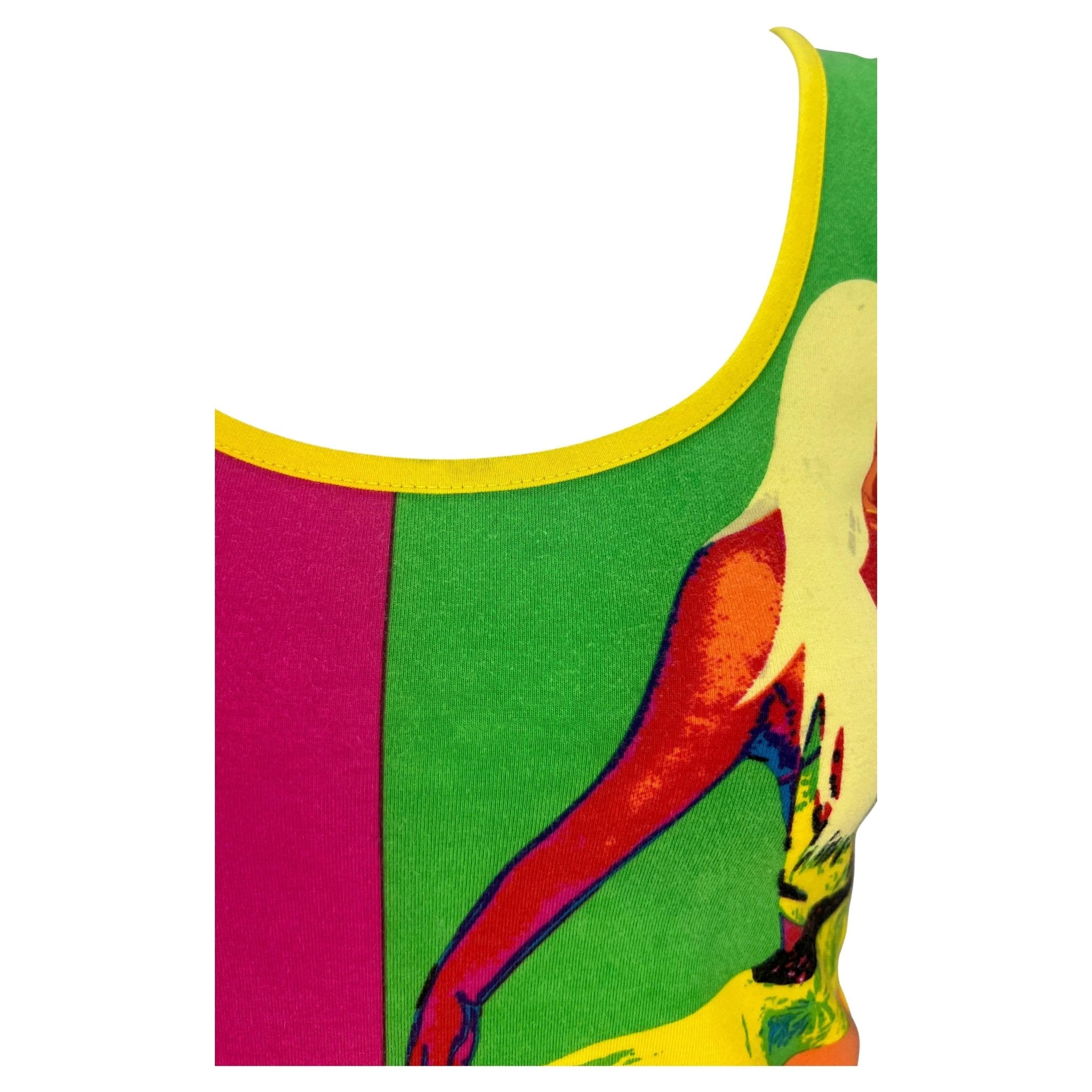S/S 2004 Versace by Donatella Runway Neon Pop - Art Warhol Stretch Tank Top - RealList