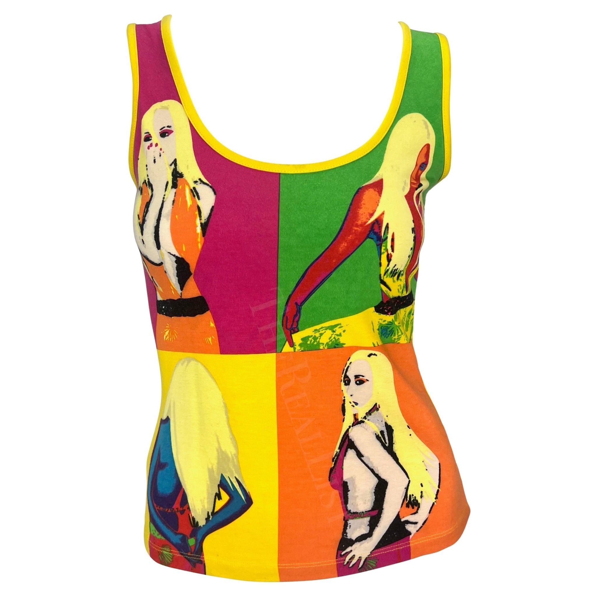 S/S 2004 Versace by Donatella Runway Neon Pop - Art Warhol Stretch Tank Top - RealList