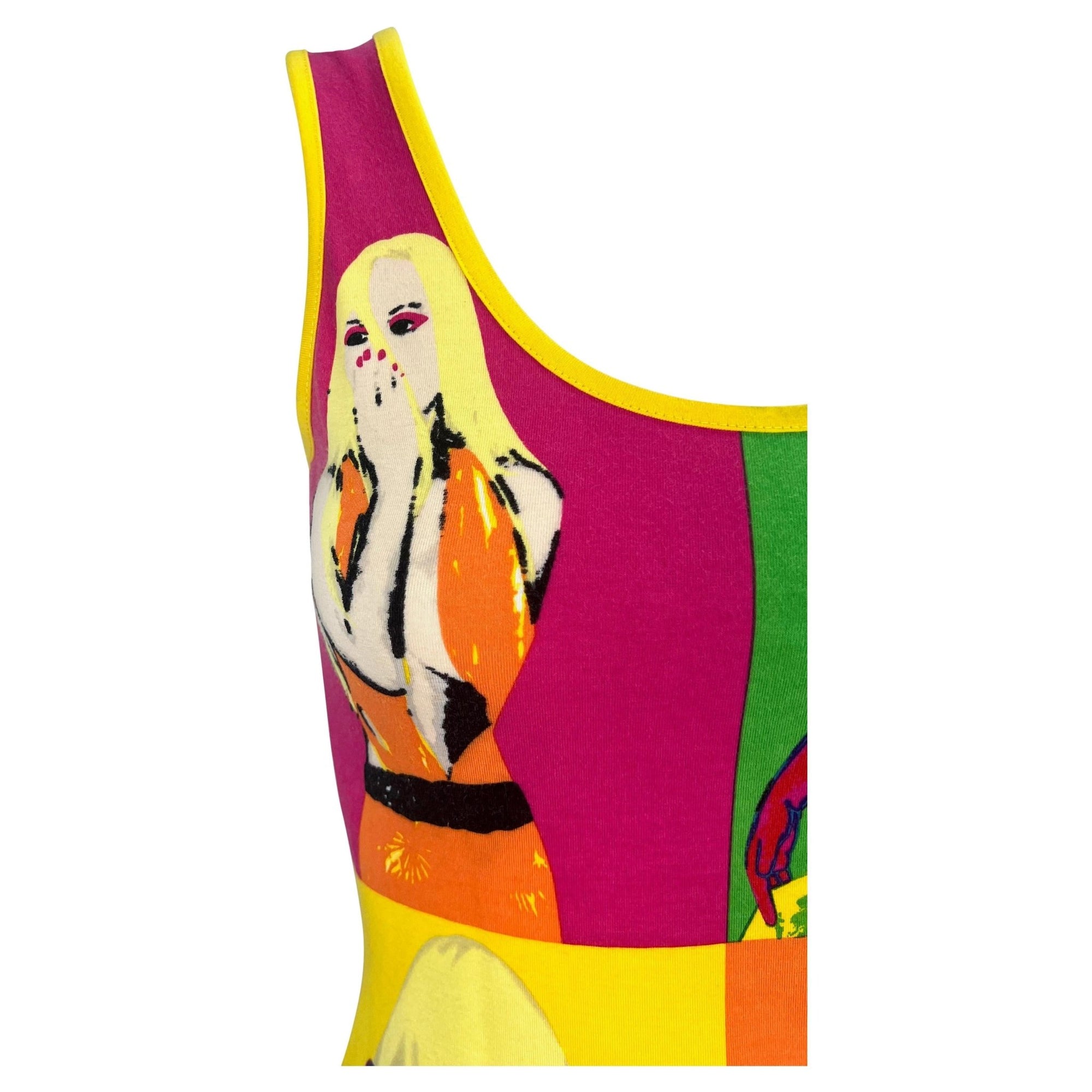 S/S 2004 Versace by Donatella Runway Neon Pop - Art Warhol Stretch Tank Top - RealList
