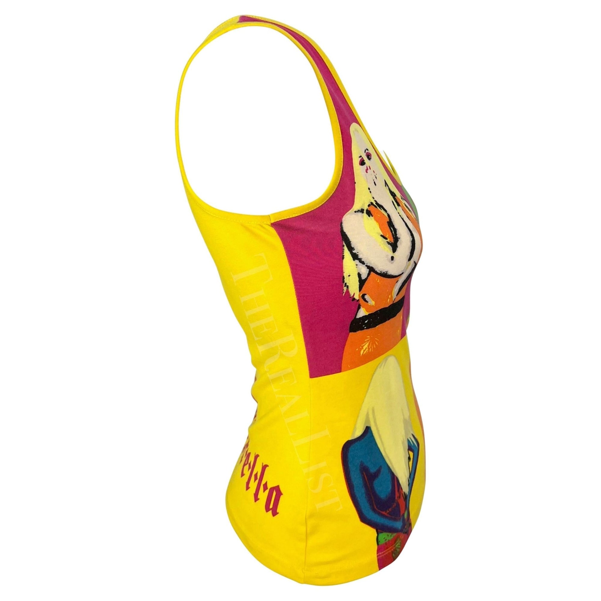 S/S 2004 Versace by Donatella Runway Neon Pop - Art Warhol Stretch Tank Top - RealList