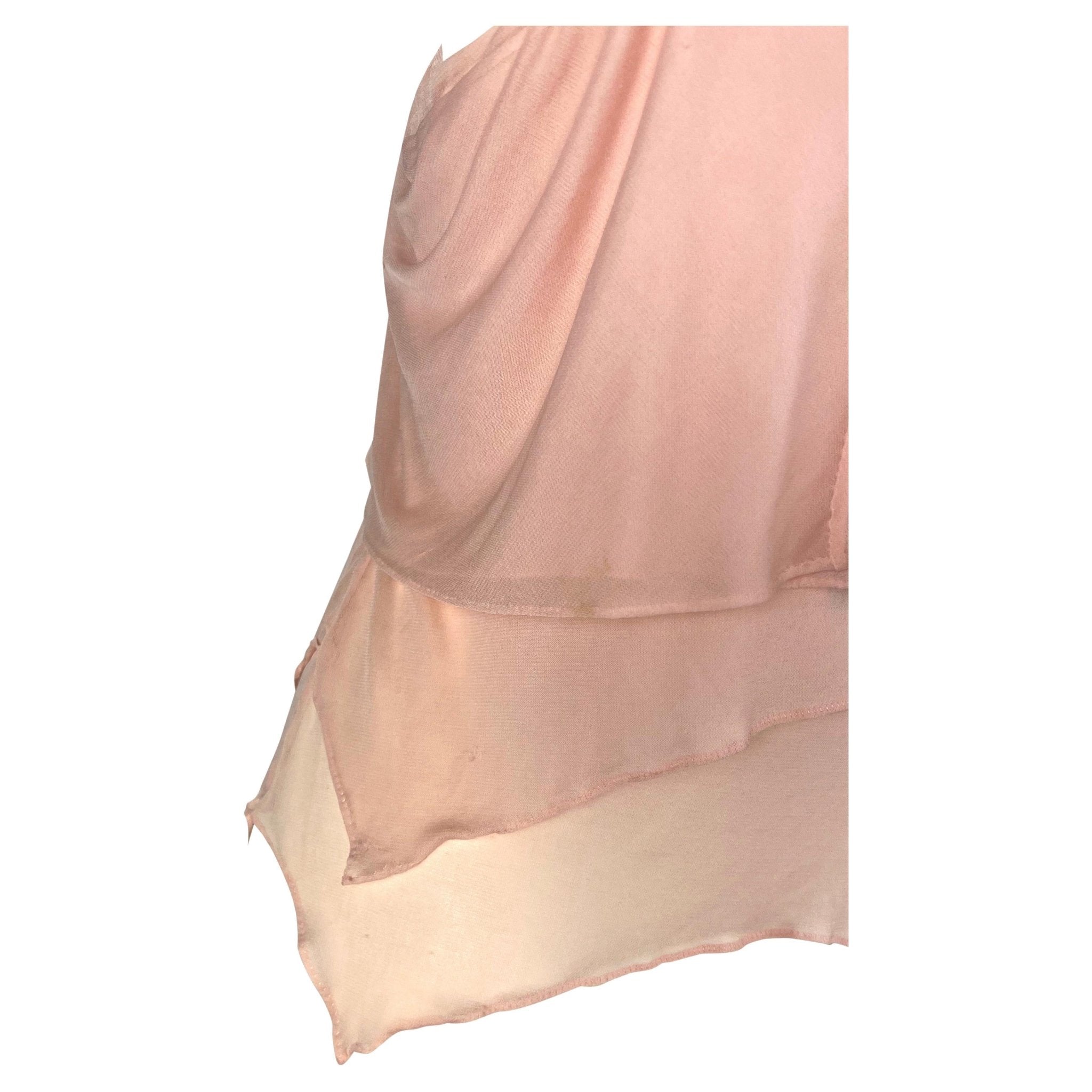 S/S 2004 Yves Saint Laurent by Tom Ford Pink Tiered Button Crop Top - RealList