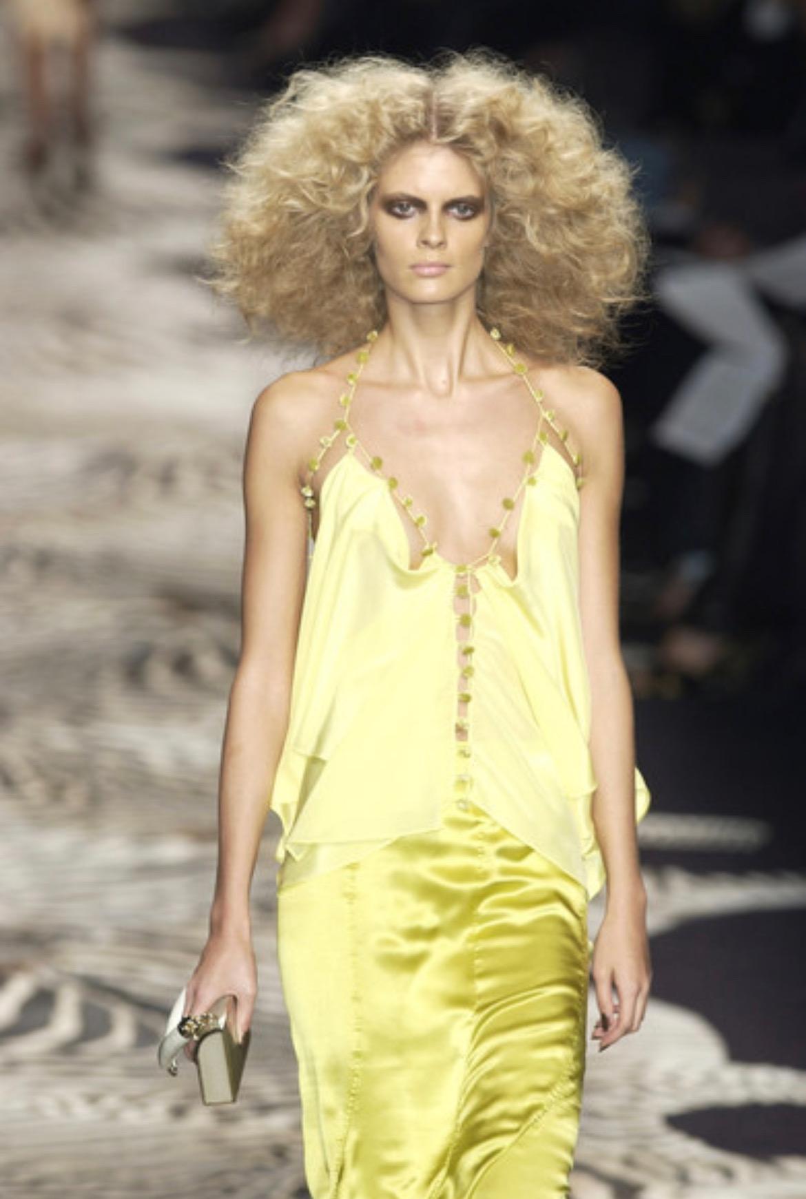 S/S 2004 Yves Saint Laurent by Tom Ford Pink Tiered Button Crop Top - RealList