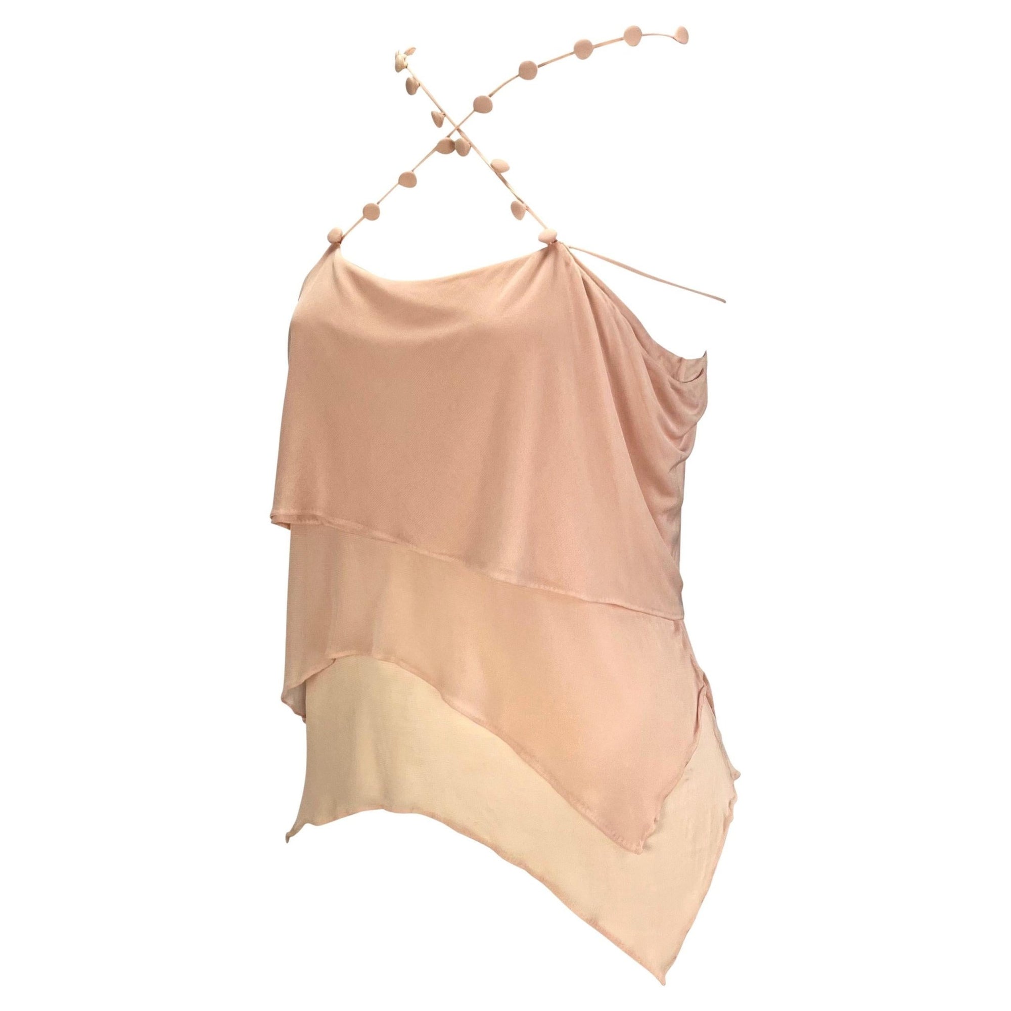 S/S 2004 Yves Saint Laurent by Tom Ford Pink Tiered Button Crop Top - RealList