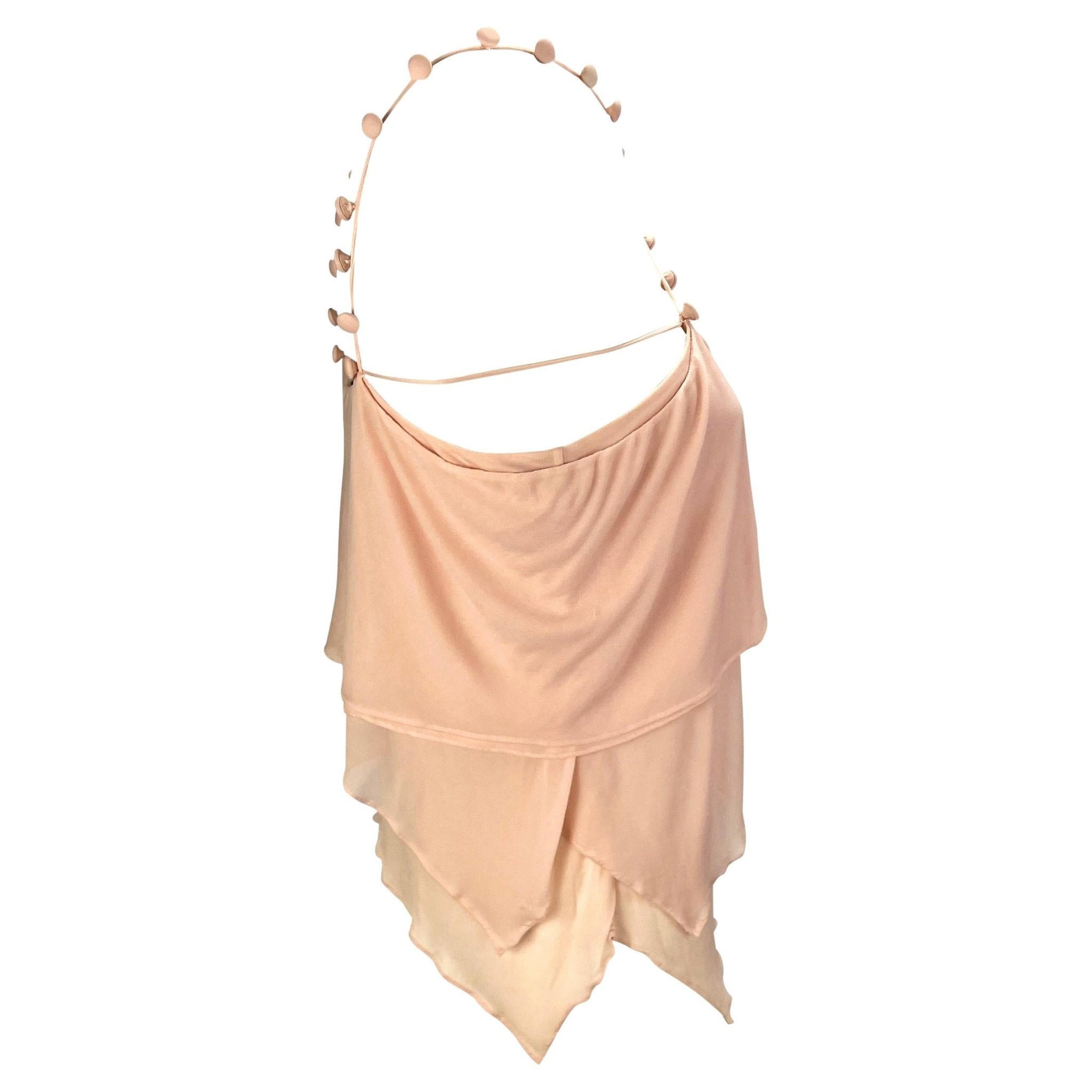 S/S 2004 Yves Saint Laurent by Tom Ford Pink Tiered Button Crop Top - RealList