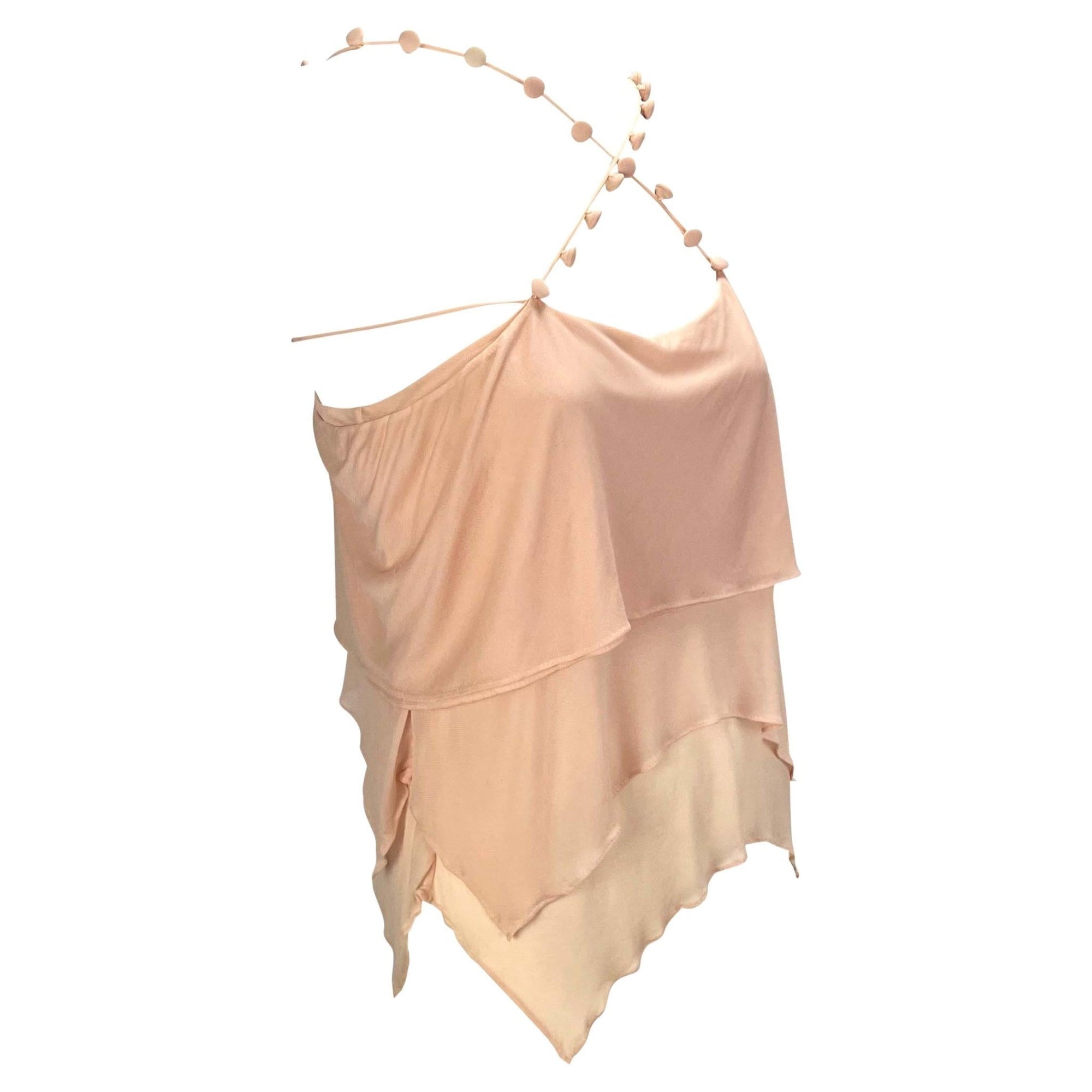 S/S 2004 Yves Saint Laurent by Tom Ford Pink Tiered Button Crop Top - RealList