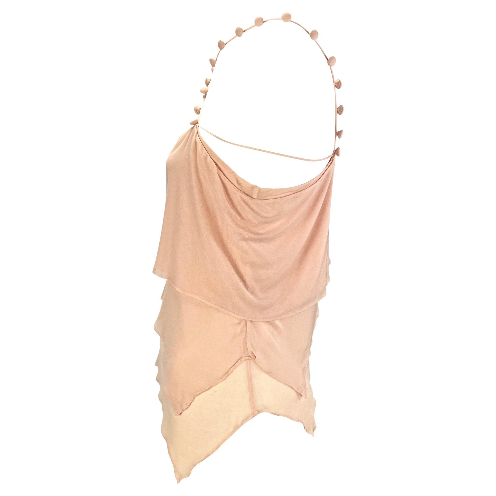 S/S 2004 Yves Saint Laurent by Tom Ford Pink Tiered Button Crop Top - RealList