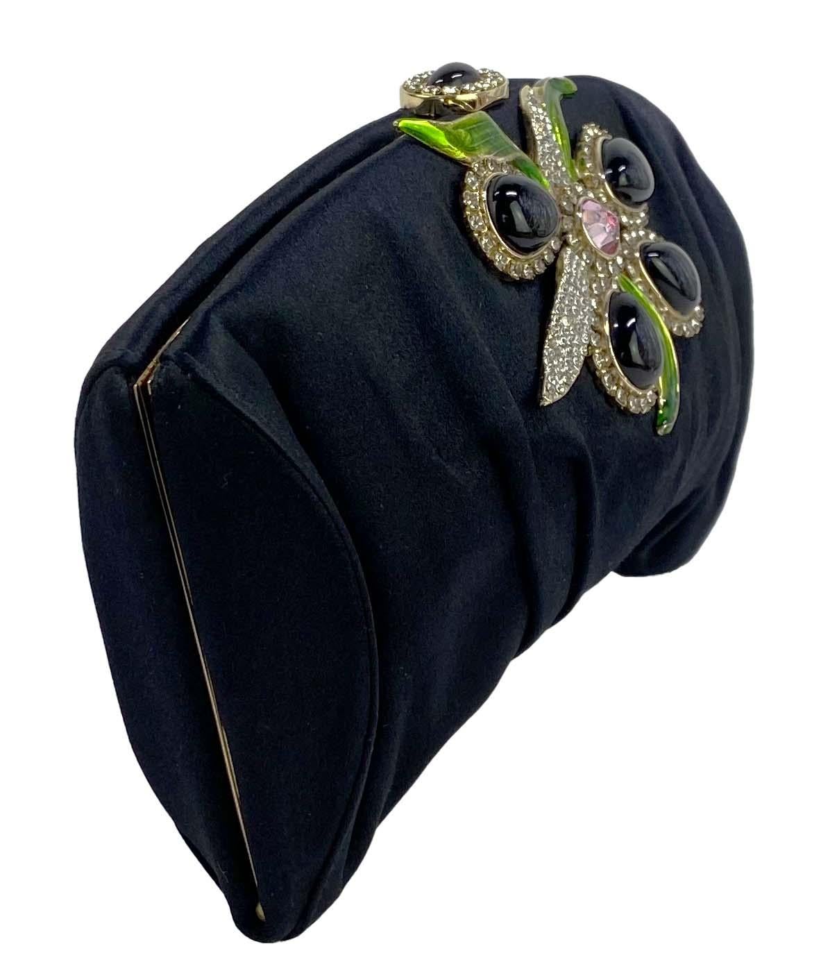 S/S 2004 Yves Saint Laurent by Tom Ford Rhinestone Flower Silk Satin Clutch - RealList