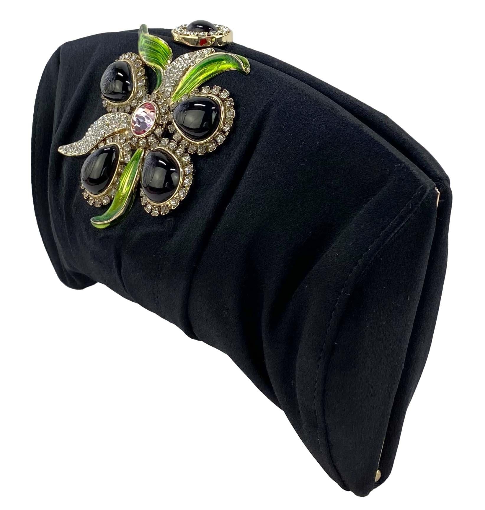 S/S 2004 Yves Saint Laurent by Tom Ford Rhinestone Flower Silk Satin Clutch - RealList