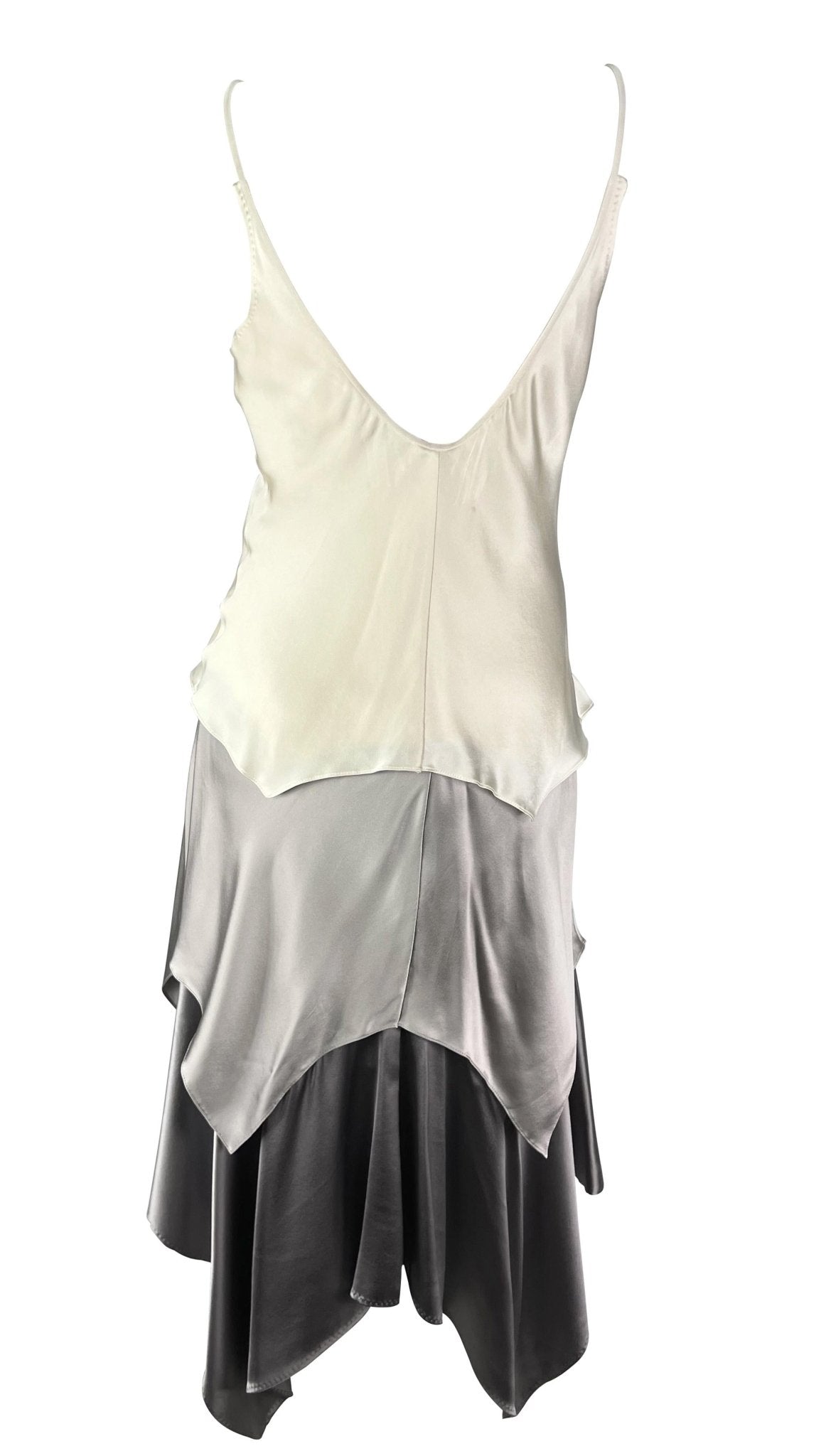 S/S 2004 Yves Saint Laurent by Tom Ford Runway Silver Creme Satin Maxi Dress - RealList