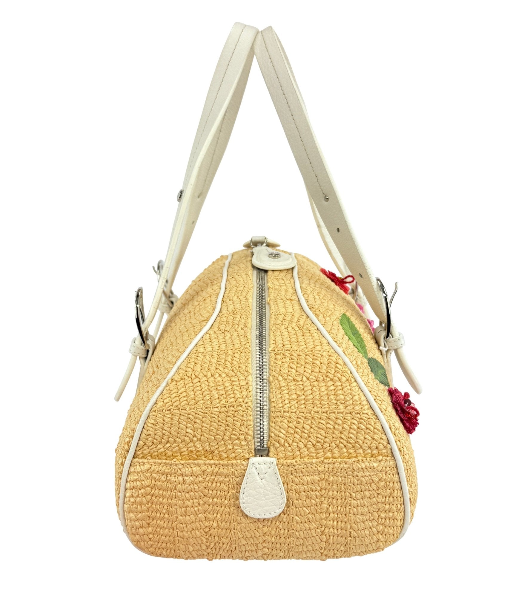 S/S 2005 Christian Dior by John Galliano Limited Edition Raffia Floral Shoulder Bag - RealList