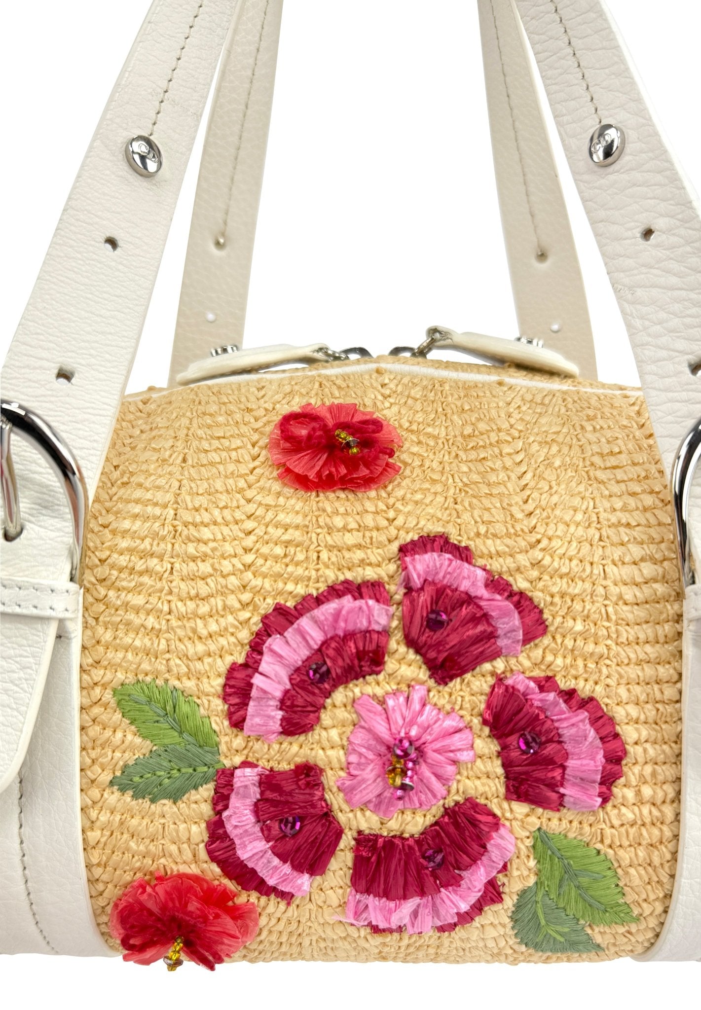 S/S 2005 Christian Dior by John Galliano Limited Edition Raffia Floral Shoulder Bag - RealList