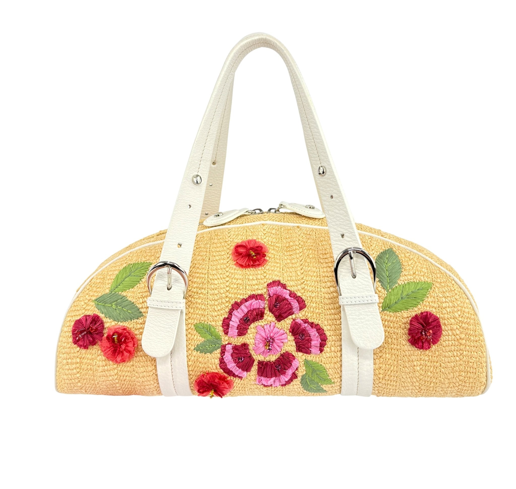 S/S 2005 Christian Dior by John Galliano Limited Edition Raffia Floral Shoulder Bag - RealList