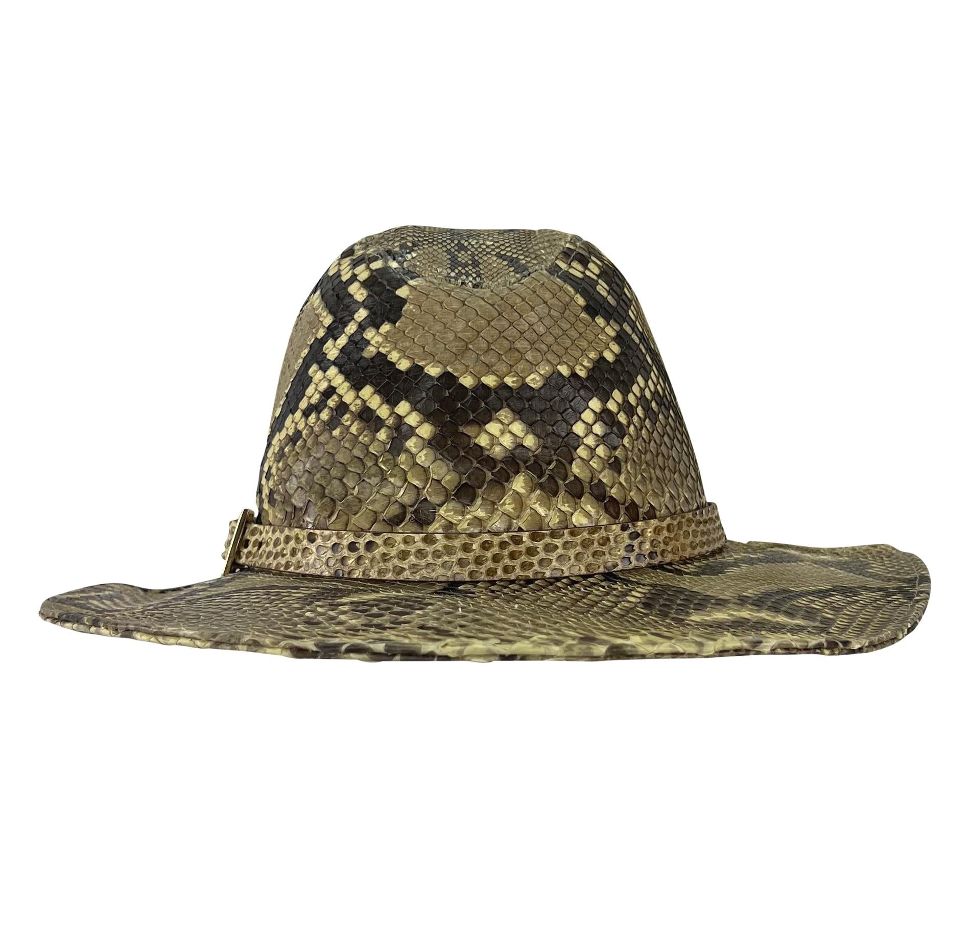 S/S 2005 Dolce & Gabbana Genuine Python Wide Brim Logo Buckle Hat - RealList