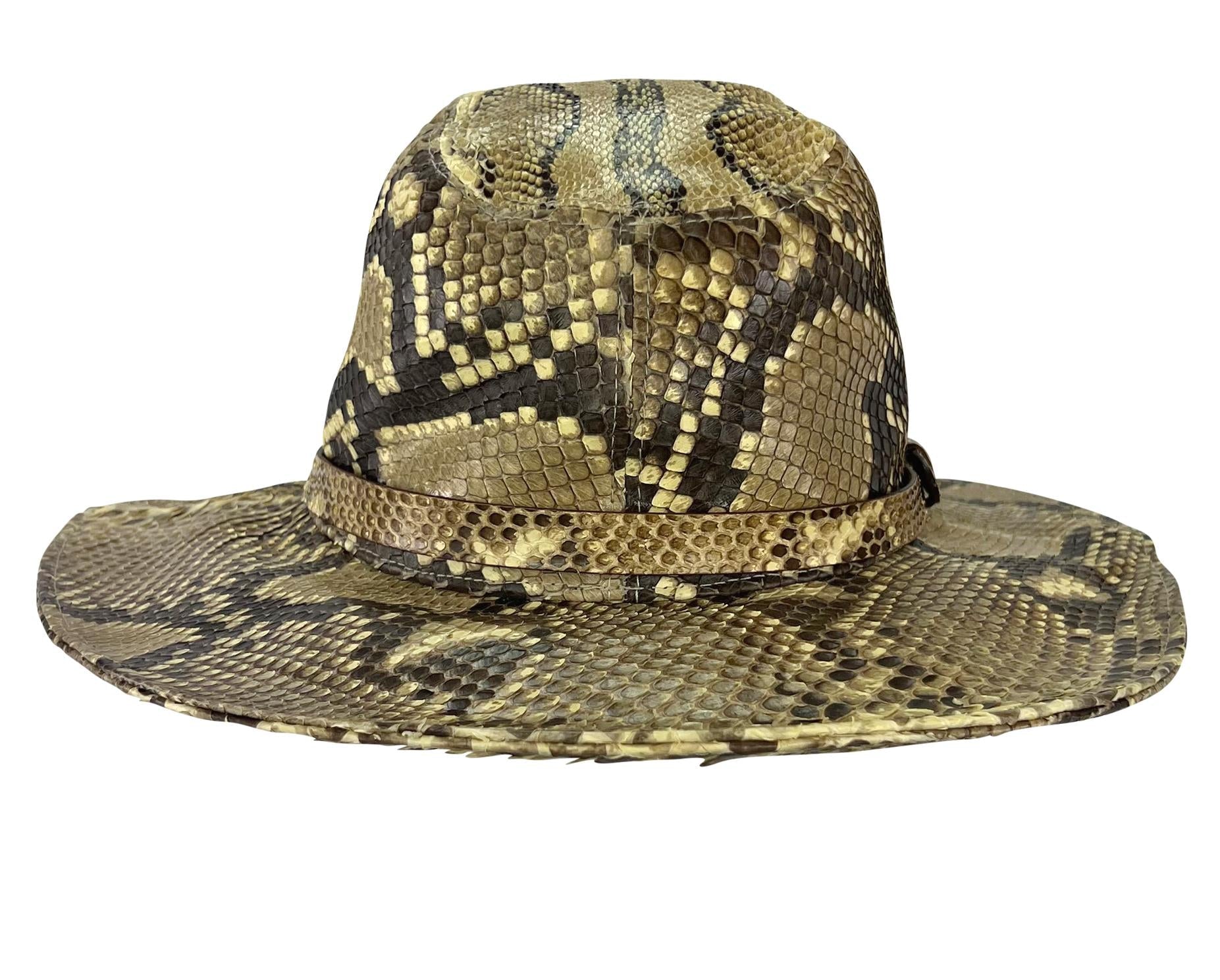 S/S 2005 Dolce & Gabbana Genuine Python Wide Brim Logo Buckle Hat - RealList