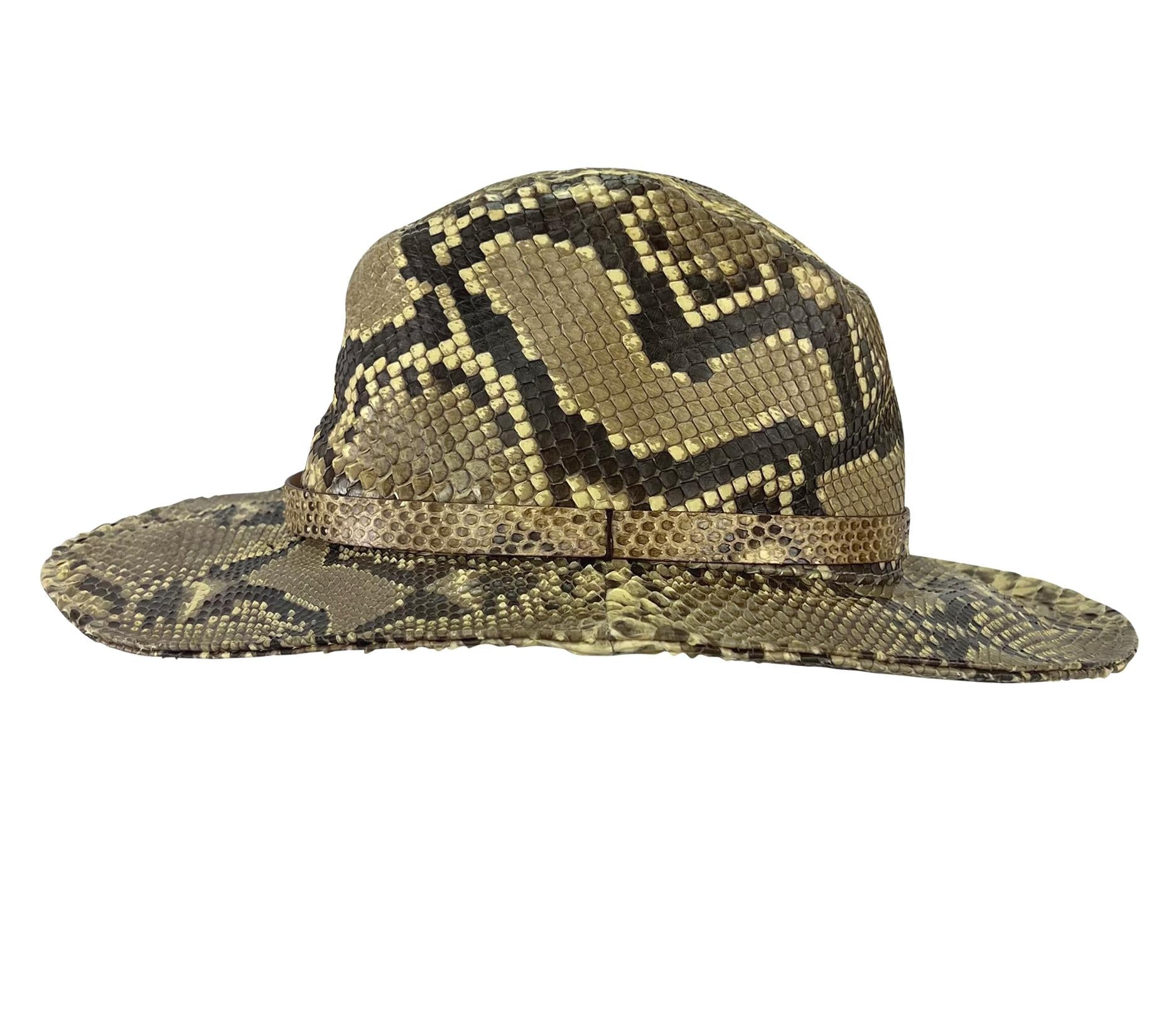 S/S 2005 Dolce & Gabbana Genuine Python Wide Brim Logo Buckle Hat - RealList