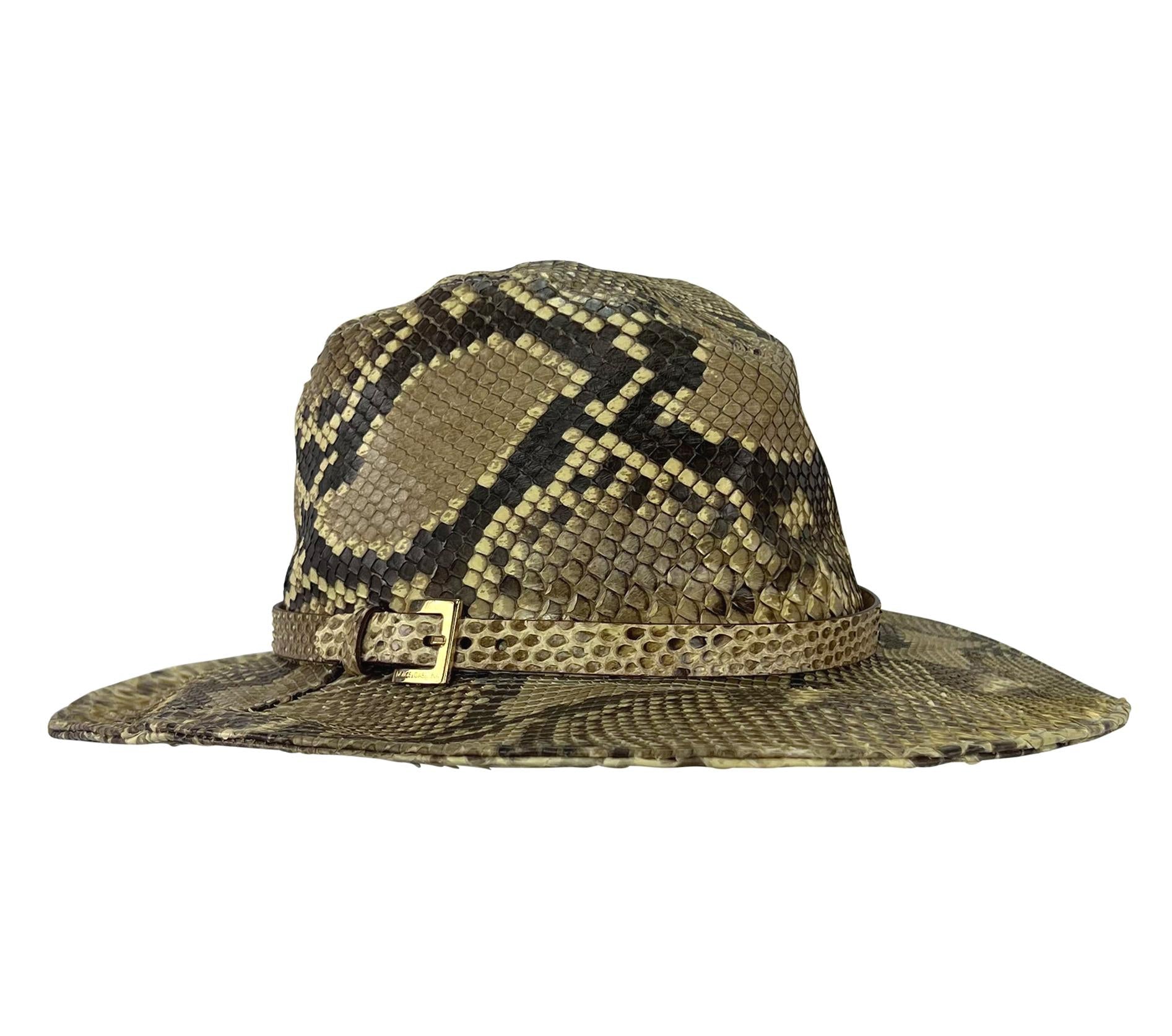 S/S 2005 Dolce & Gabbana Genuine Python Wide Brim Logo Buckle Hat - RealList