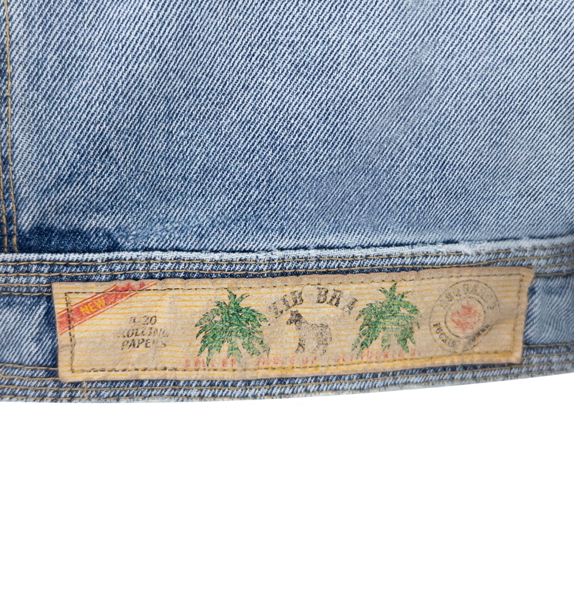 S/S 2005 Dsquared2 Marijuana Leaf Stoner Distressed Denim Cropped Jacket - RealList