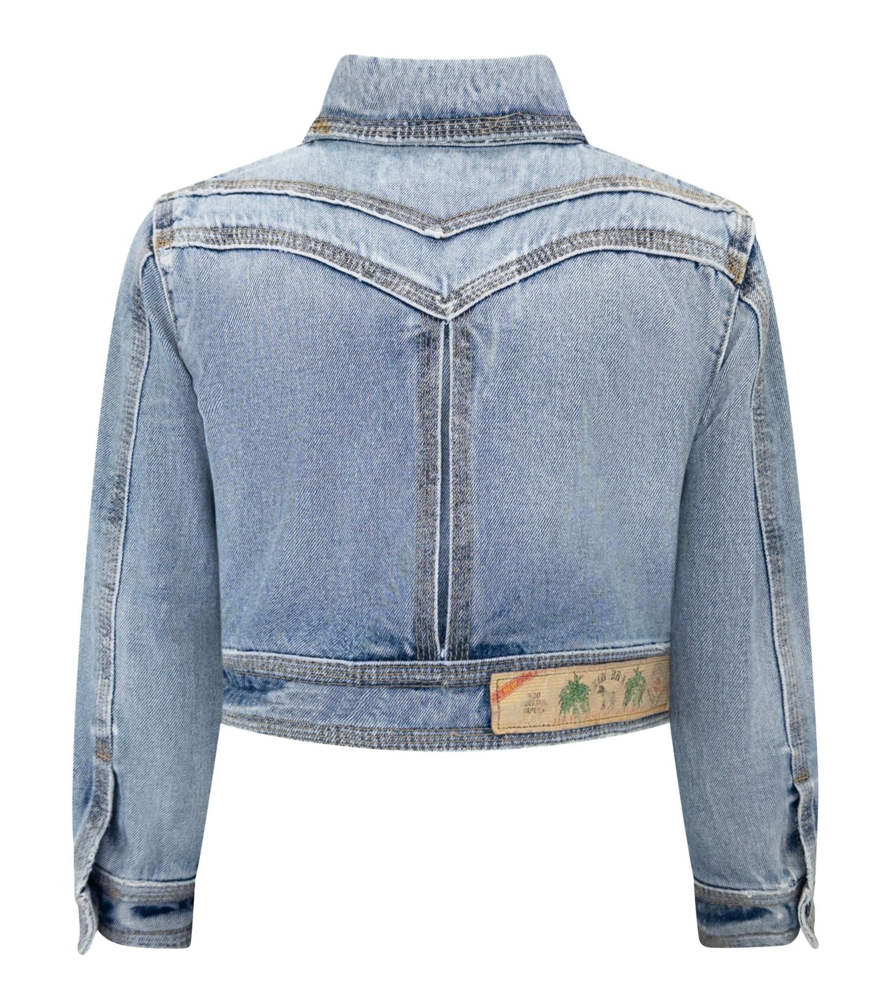 S/S 2005 Dsquared2 Marijuana Leaf Stoner Distressed Denim Cropped Jacket - RealList