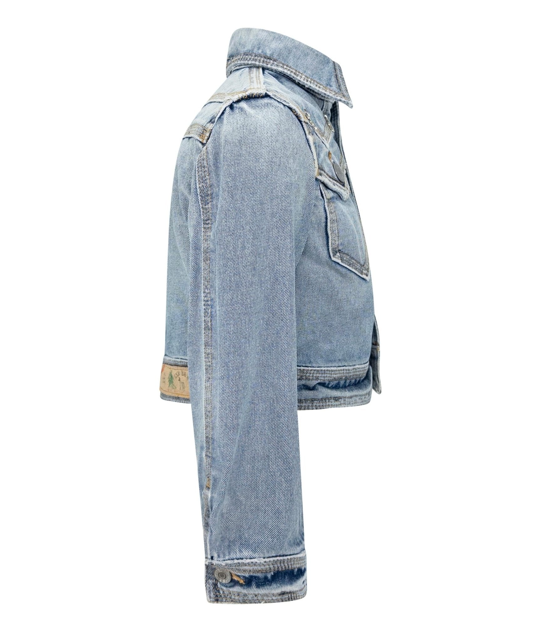 S/S 2005 Dsquared2 Marijuana Leaf Stoner Distressed Denim Cropped Jacket - RealList