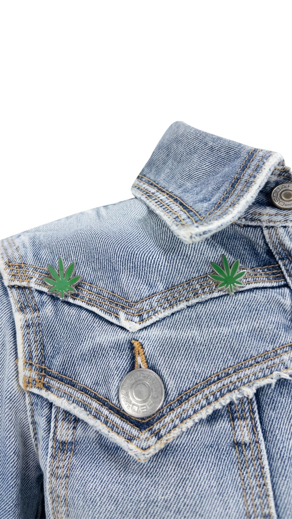 S/S 2005 Dsquared2 Marijuana Leaf Stoner Distressed Denim Cropped Jacket - RealList