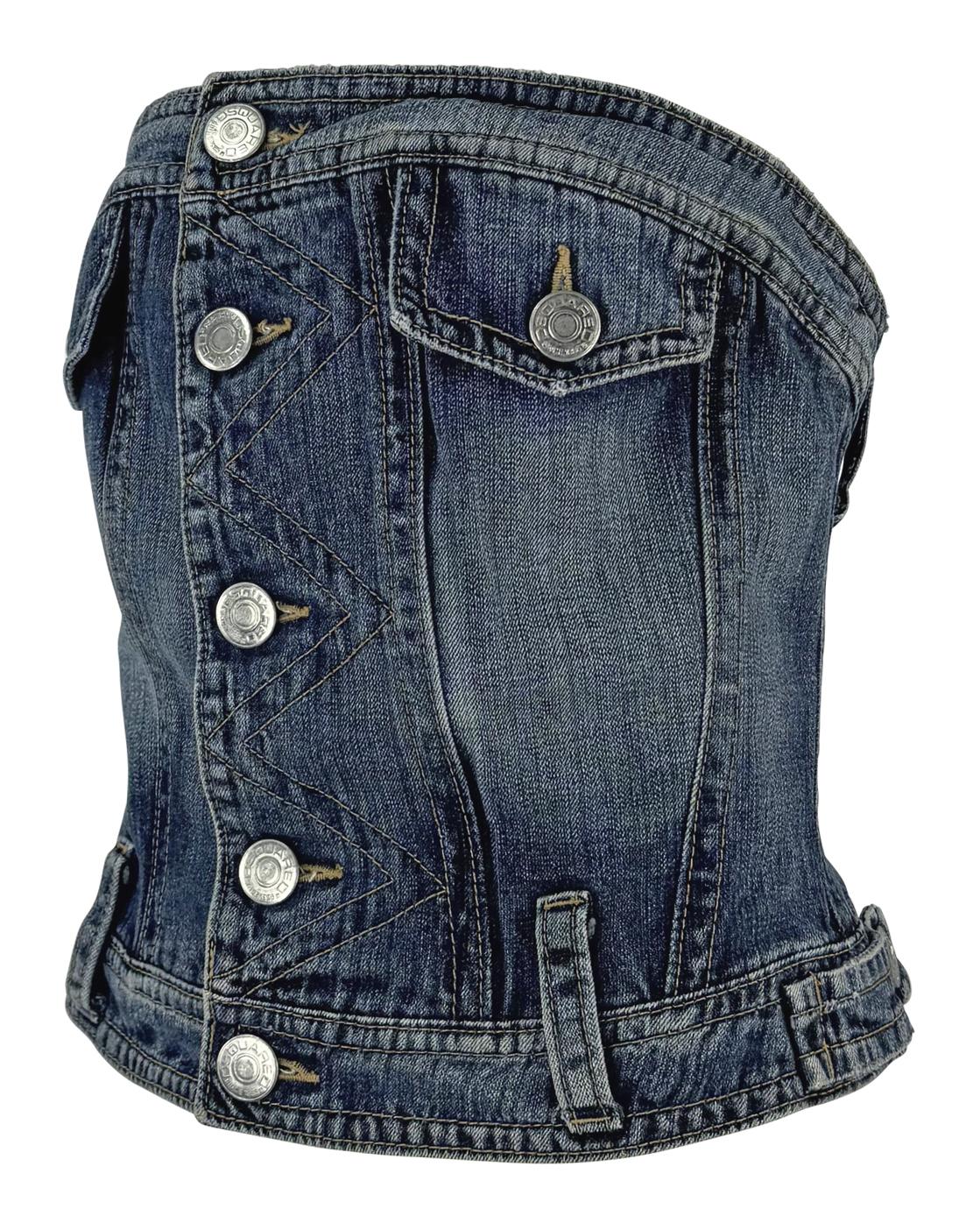 S/S 2005 Dsquared2 Runway Denim Blue Jeans Strapless Boned Corset Top - RealList