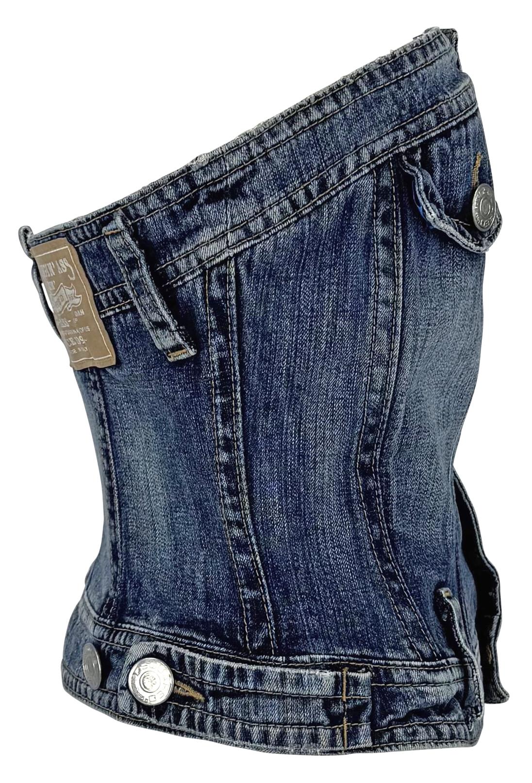 S/S 2005 Dsquared2 Runway Denim Blue Jeans Strapless Boned Corset Top - RealList